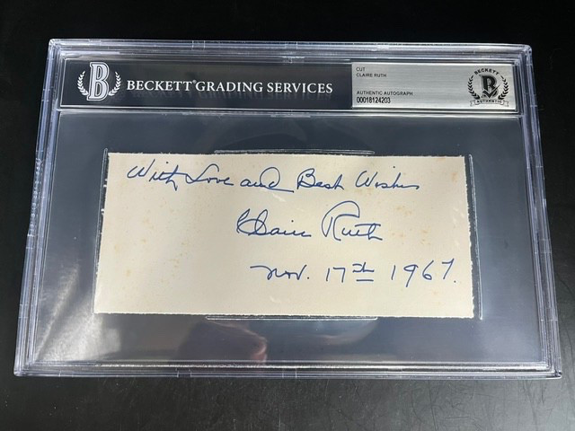 Claire Ruth Signed cut 1967 - Beckett Certified HOF - Mrs. Babe Ruth Yankees Claire Ruth Signed cut 1967 - Beckett Certified HOF - Mrs. Babe Ruth Yankees