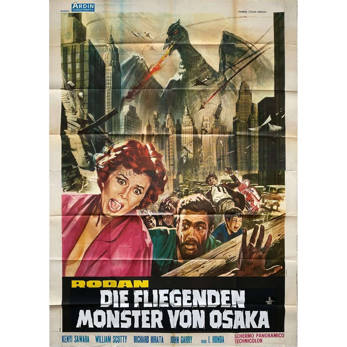 RODAN Italian Movie Poster In two panels. - 55x70 in. - 1956/R1968 - Ishirô Hond