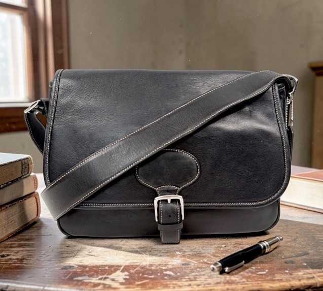 VTG Coach Hampton Black Messenger Flap Crossbody Shoulder Bag 7750
