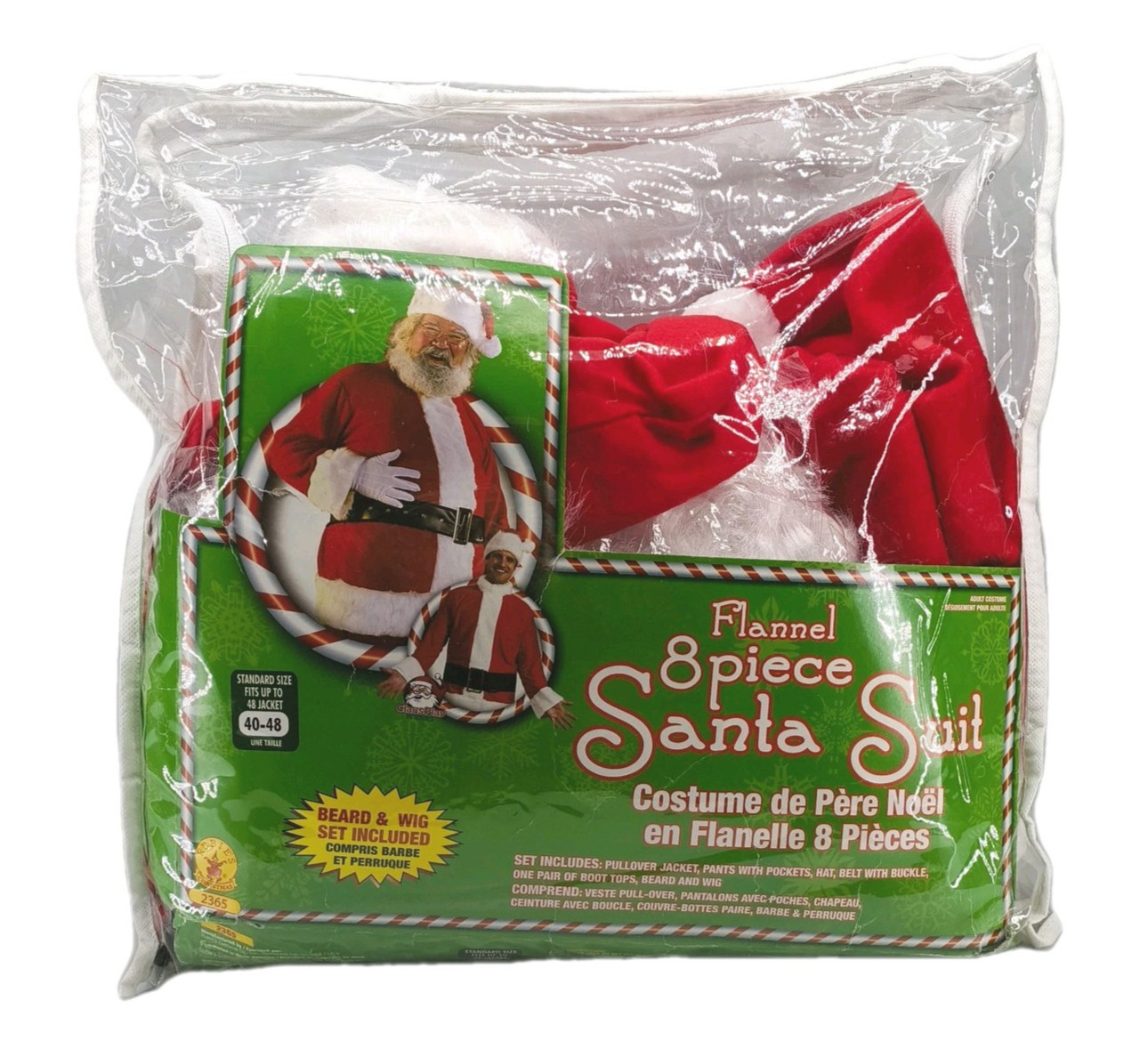 Vintage Rubie\'s Santa Suit Set 8pc Standard Size 40-48 Flannel Costume Set