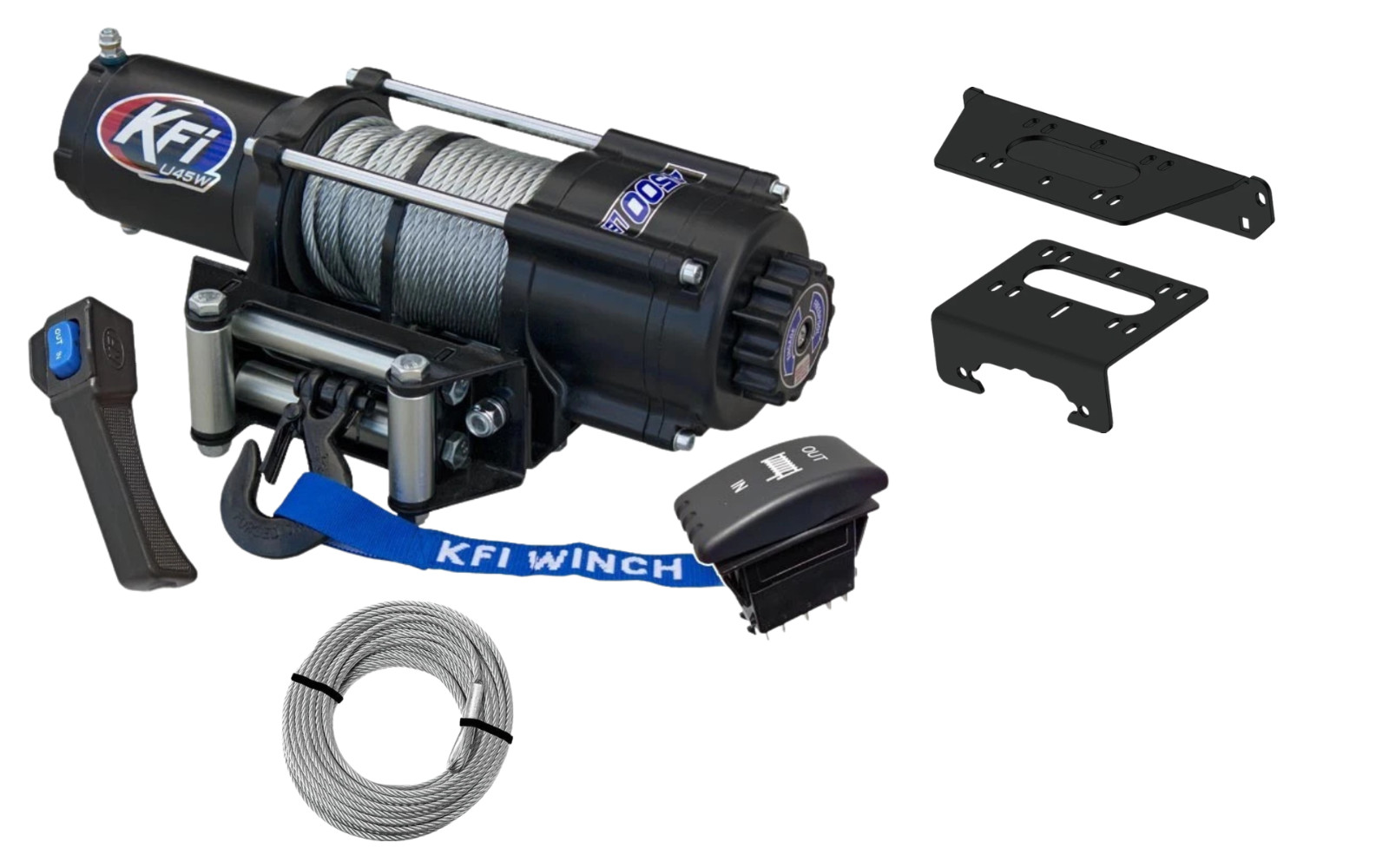 KFI 4500lbs UTV Winch Wide & Mount Kit 2020-2021 Polaris Ranger XP 1000 Texas