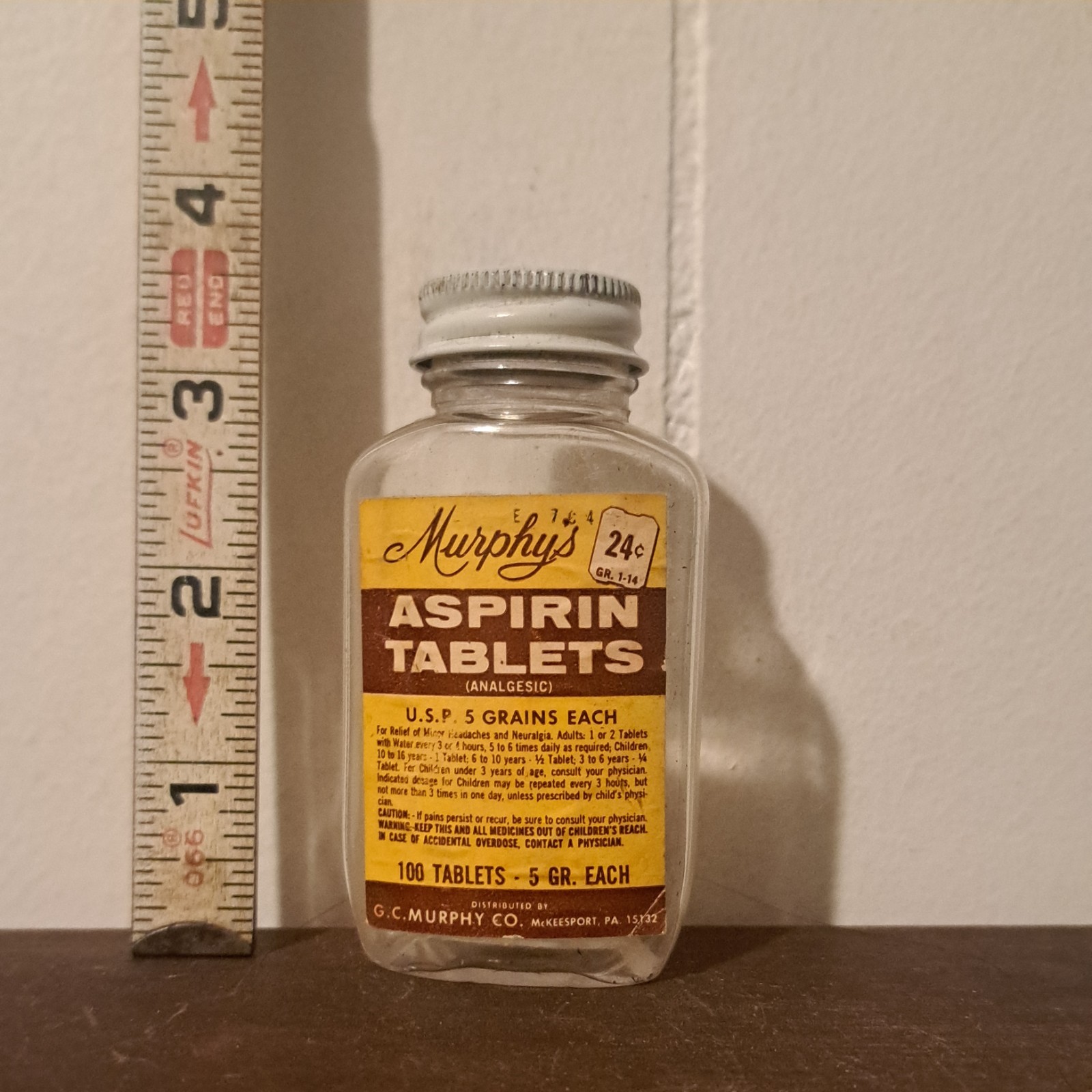 Vintage Murphy's Aspirin Bottle ~ 100 Count Vintage Murphy's Aspirin Bottle ~ 100 Count