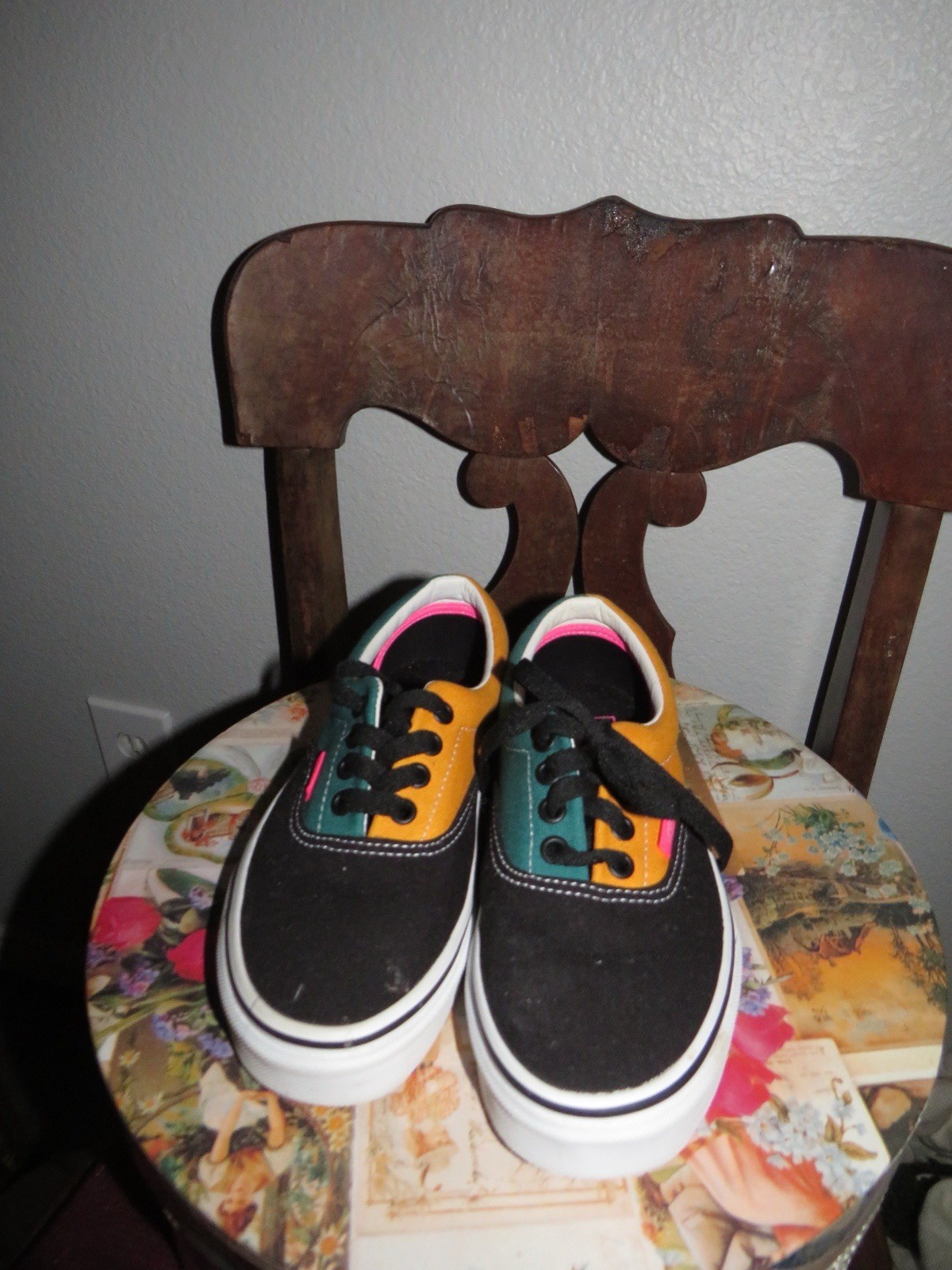 VANS Era Men\'s Colorblock Low Top Lace-Up Canvas Sneakers Black Teal Multi