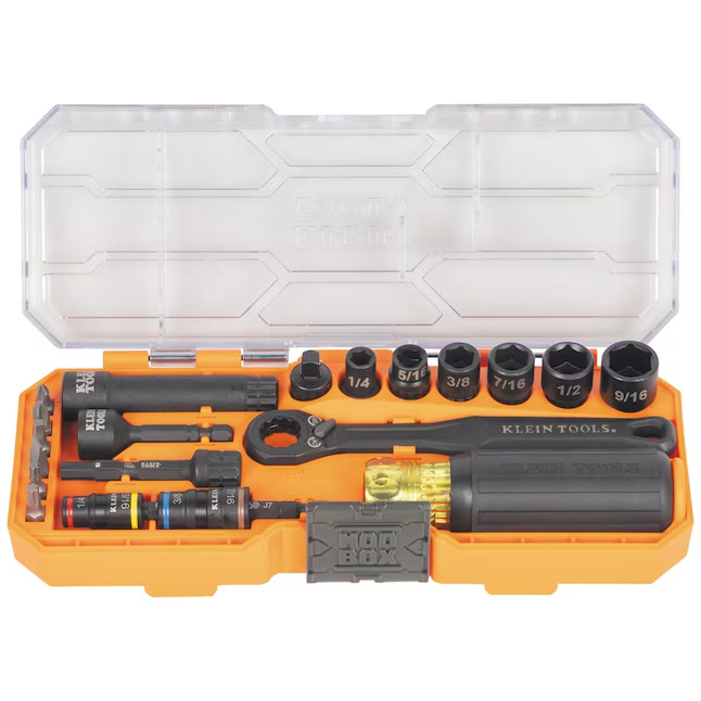 Klein Tools KNECT Impact Pass Through and Flip Socket Starter Set, 21-Piece Klein Tools KNECT Impact Pass Through and Flip Socket Starter Set, 21-Piece