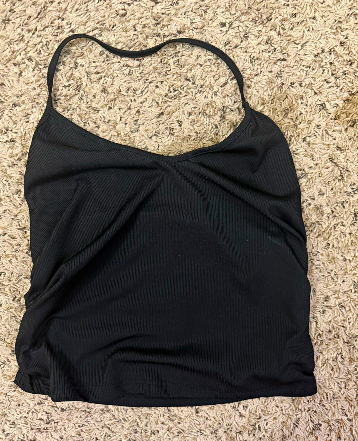 SHEIN Curve Black Ribbed Knit Halter Neck Sleeveless Stretch Tank Womens 2XL