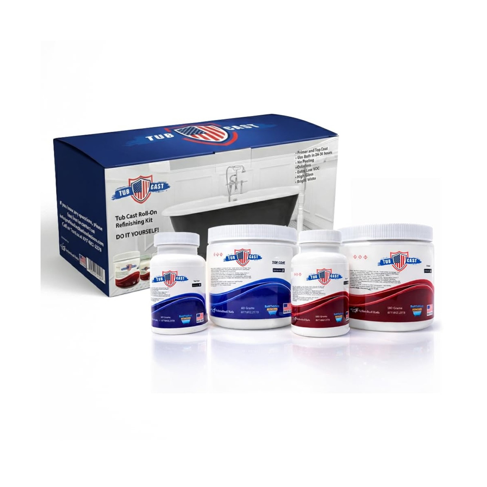Tub Cast Roll On Bathtub Refinishing Kit by Ekopel – Primer + Top Coat Inc Tub Cast Roll On Bathtub Refinishing Kit by Ekopel – Primer + Top Coat Inc