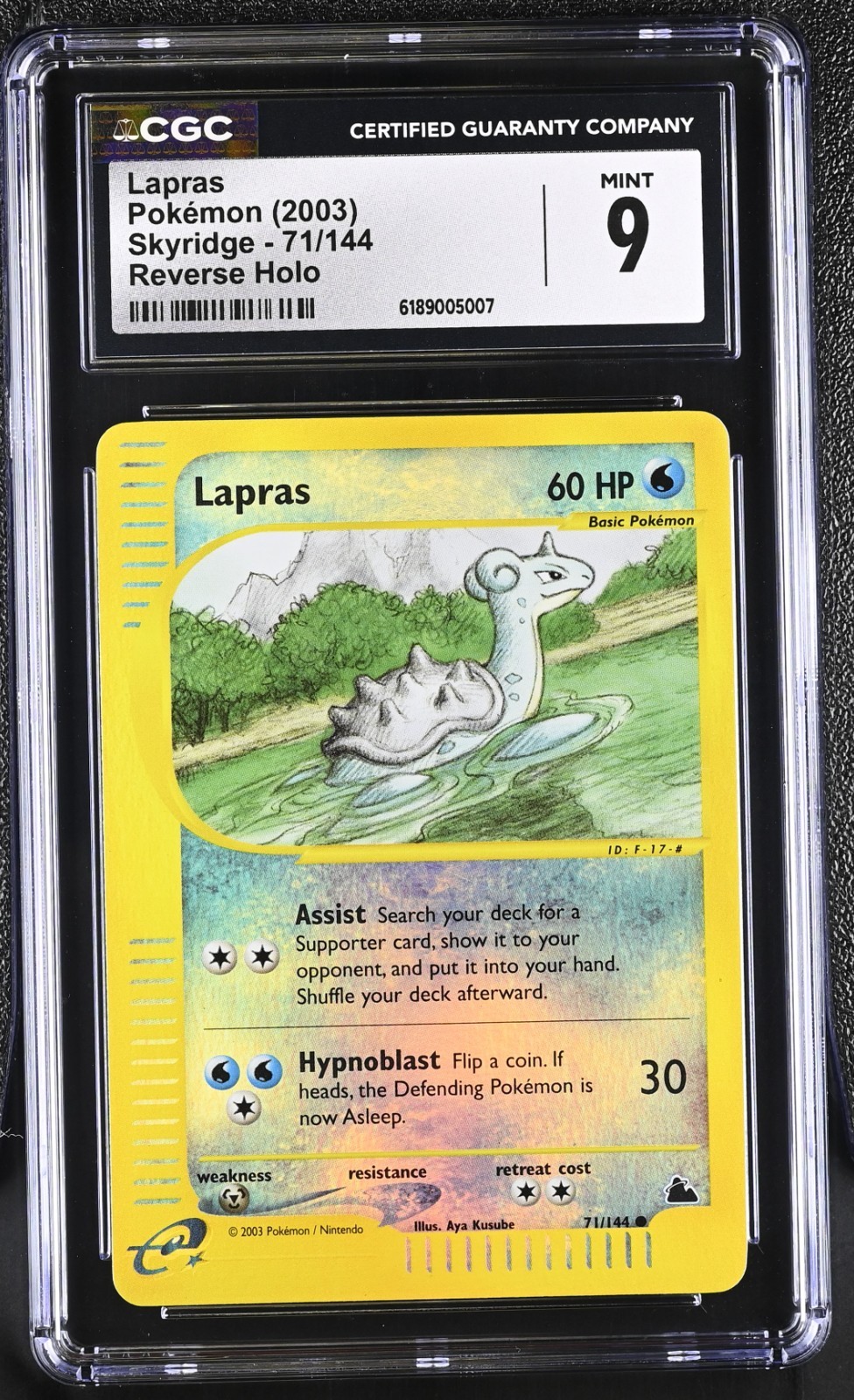 CGC 9 MINT Lapras 71/144 Skyridge Reverse Holo Pokemon Card POP 19 CGC 9 MINT Lapras 71/144 Skyridge Reverse Holo Pokemon Card POP 19