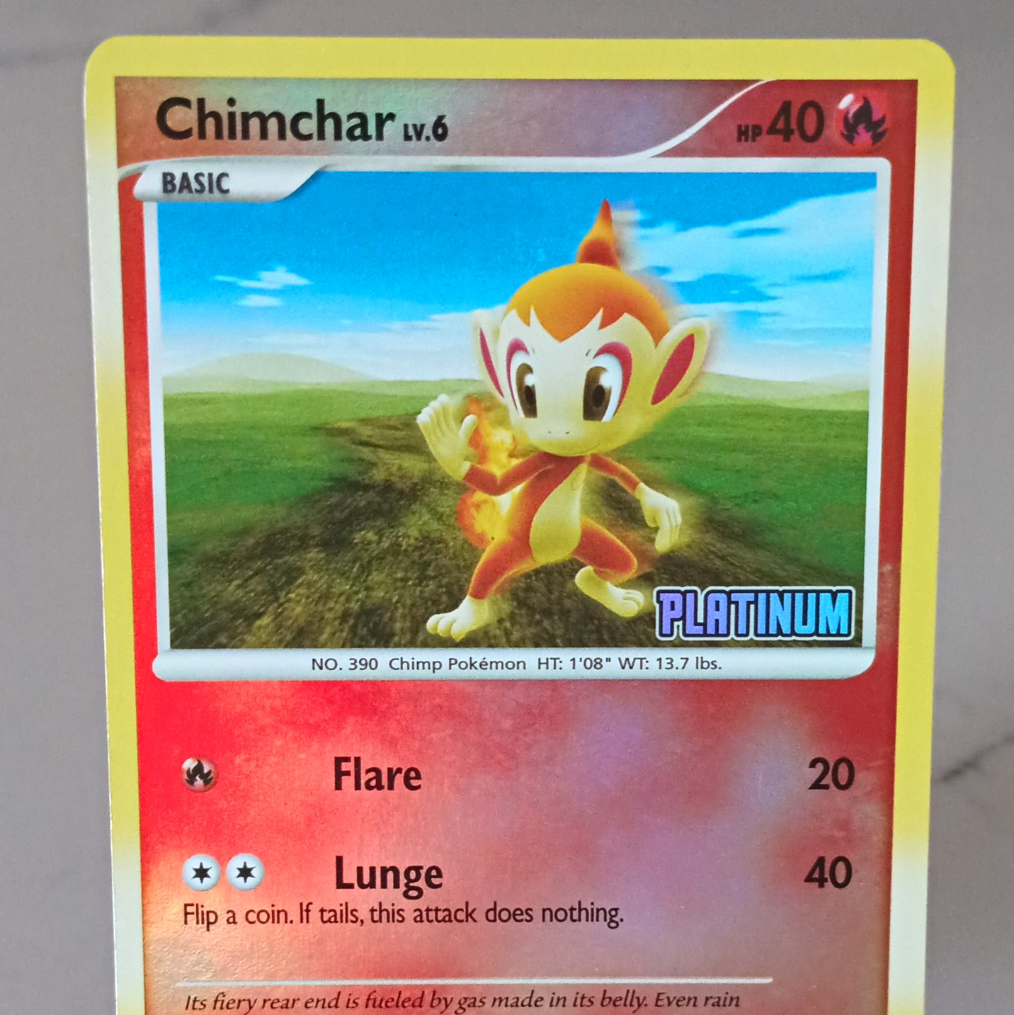 2008Chimchar Platinum Stamped 056/100 Burger King Reverse Holo Pokemon Card