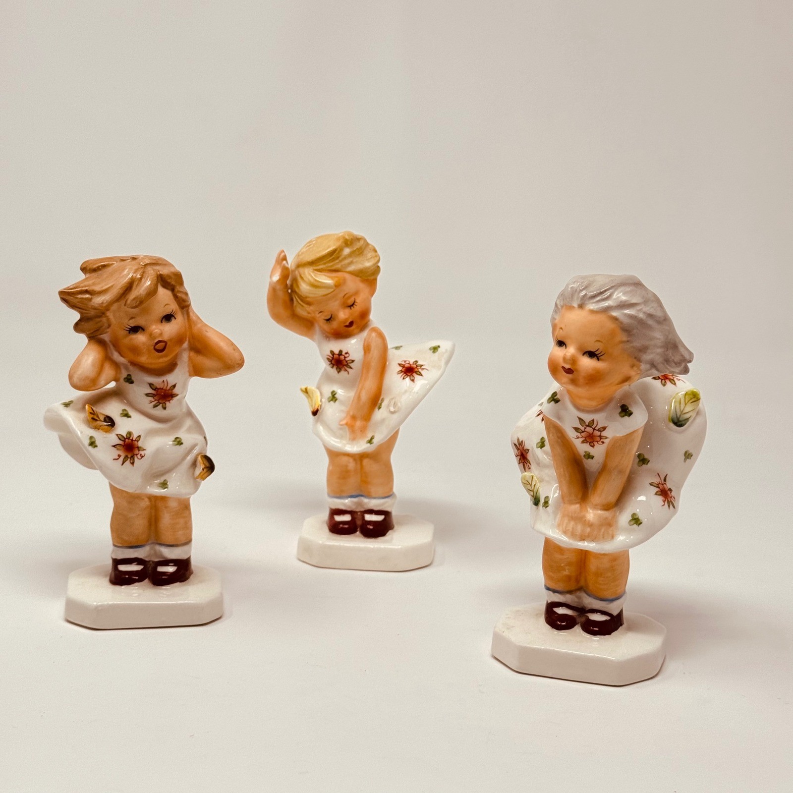 NAPCO Vintage Girls Figurines Set of 3 Floral Dresses Japan C1739D E F 1956 Cute NAPCO Vintage Girls Figurines Set of 3 Floral Dresses Japan C1739D E F 1956 Cute