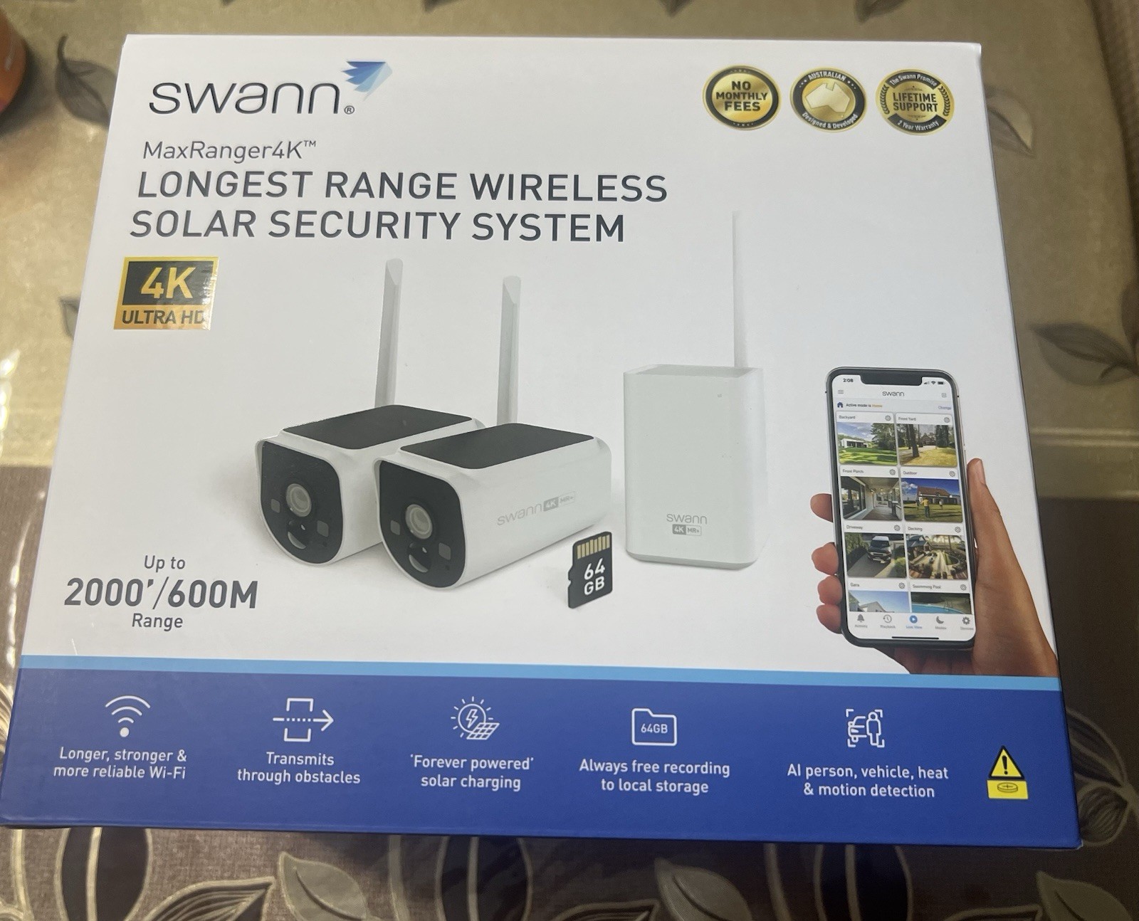 Swann MaxRanger 4K Version 2 Solar Wireless Security System + 2 Cameras - NEW Swann MaxRanger 4K Version 2 Solar Wireless Security System + 2 Cameras - NEW