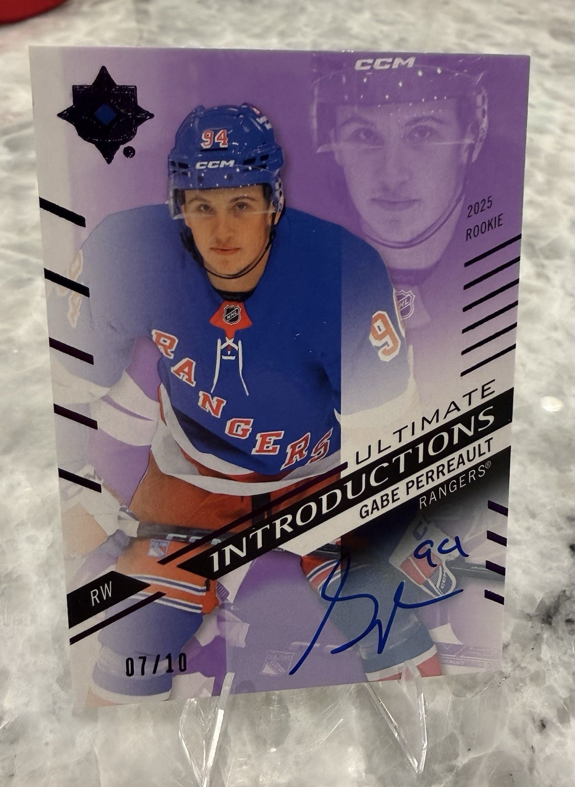2025/26 Upper Deck Ultimate Gabe Perreault Rookie AUTO /10 RANGERS 🔥🔥