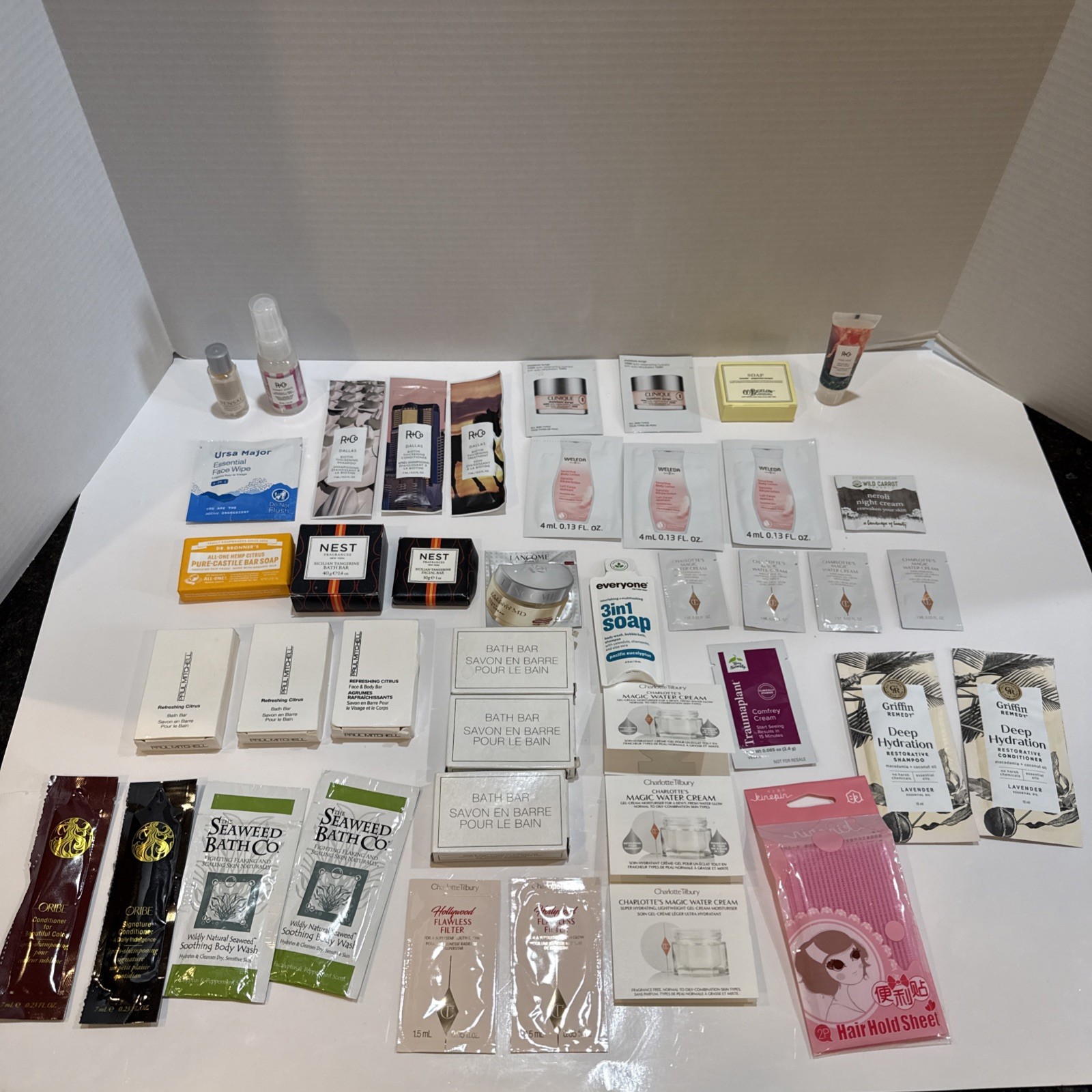 Lot of Beauty Lotion Soap 42 Samples Weleda Lancôme Nest Sensai Paul Mitchell