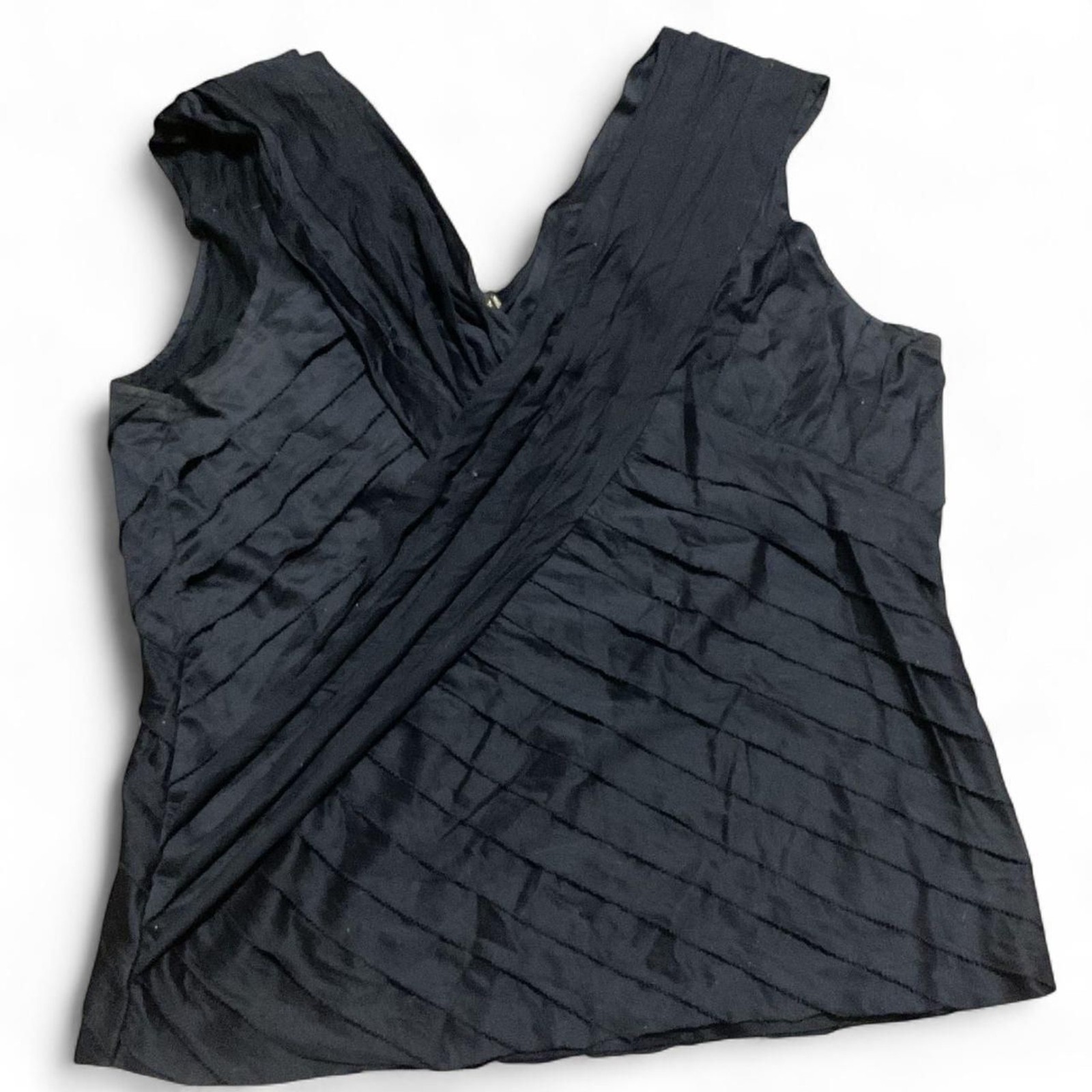 Ralph Lauren Black Label Navy Pleated Crossover Sleeveless Top Size XL Ralph Lauren Black Label Navy Pleated Crossover Sleeveless Top Size XL