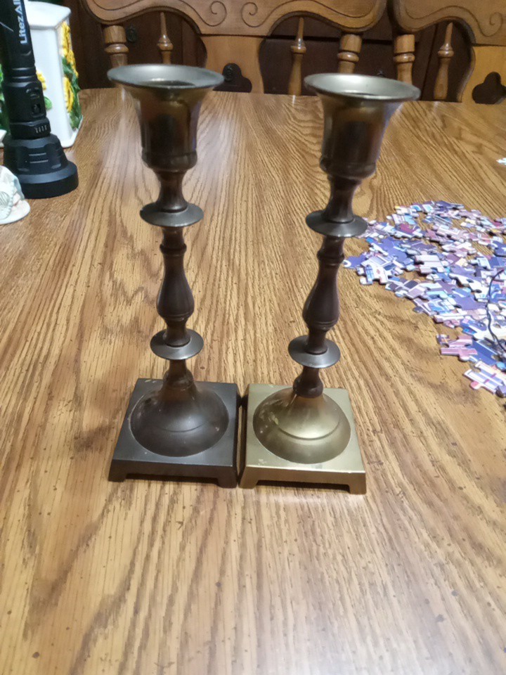 vintage brass candlesticks pair 7.5\
