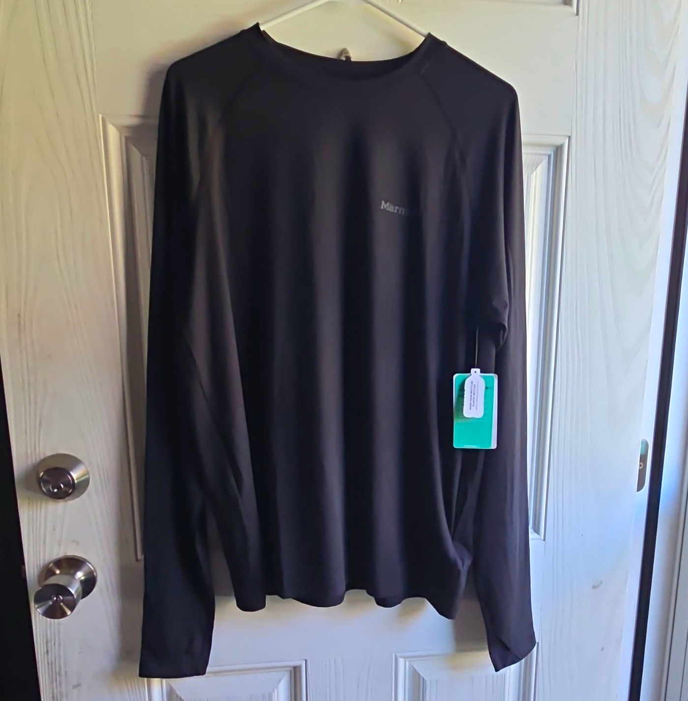 Marmot Windridge LS Men\'s Black Long Sleeve Crew Neck Shirt L NWT UPF 50 Wicking