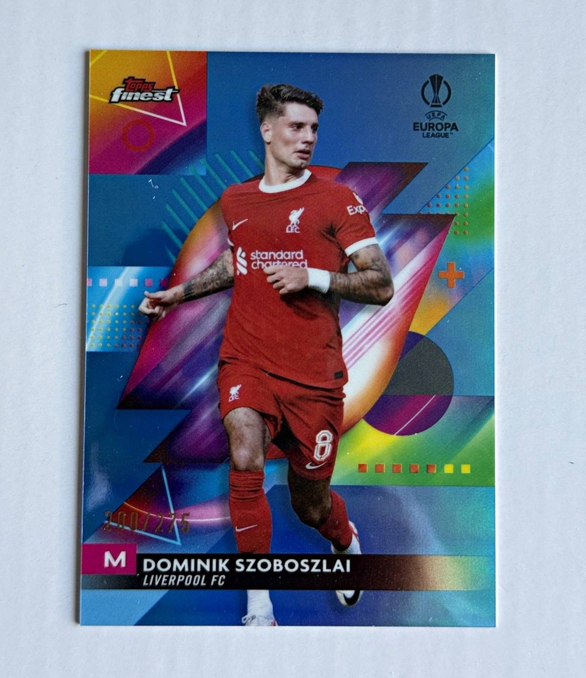 Topps Finest 2023-24 Dominik Szoboszlai Liverpool FC #16 Blue /275 Topps Finest 2023-24 Dominik Szoboszlai Liverpool FC #16 Blue /275