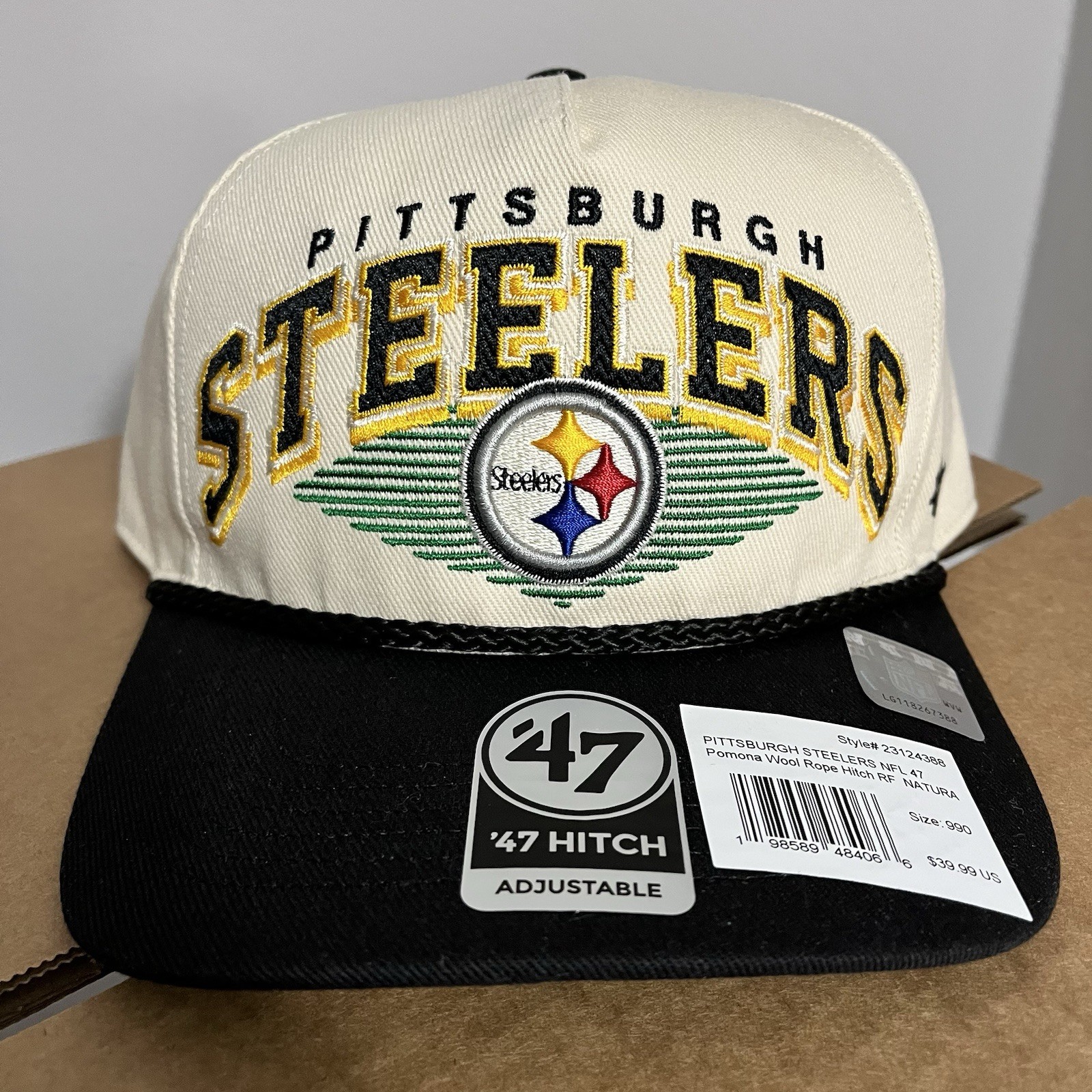 NWT Pittsburgh Steelers Snapback Hat 47 Brand Hitch Pomona Rope NFL Cotton NWT Pittsburgh Steelers Snapback Hat 47 Brand Hitch Pomona Rope NFL Cotton