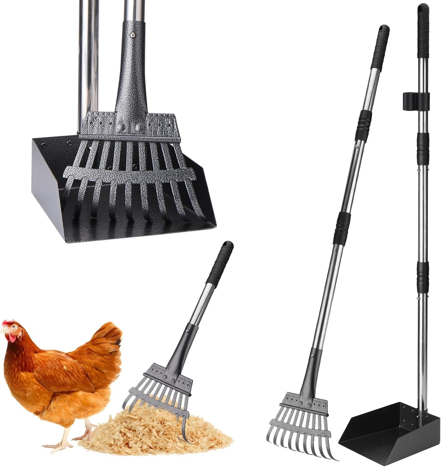 Mity Rain Chicken Coop Accessories, 2-in-1 Ergonomical Chicken Scooper Mity Rain Chicken Coop Accessories, 2-in-1 Ergonomical Chicken Scooper