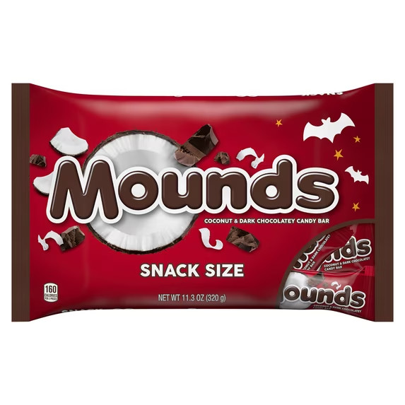 Mounds Coconut and Dark Chocolatey Snack Size, Halloween Candy Bag, 11.3 oz