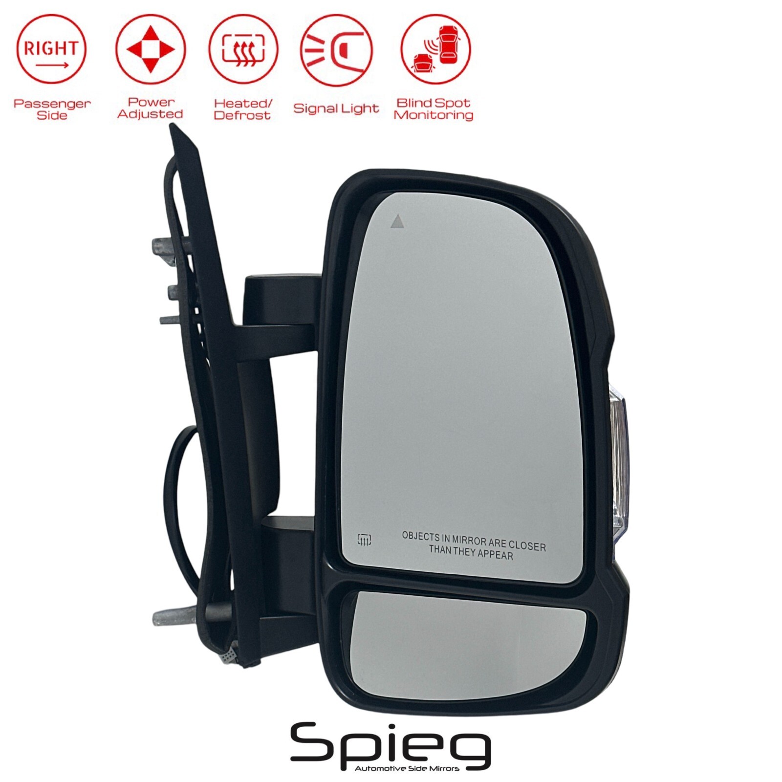 Passenger Side Mirror for 2020-2025 Ram Promaster with BSM Power Heated Signal