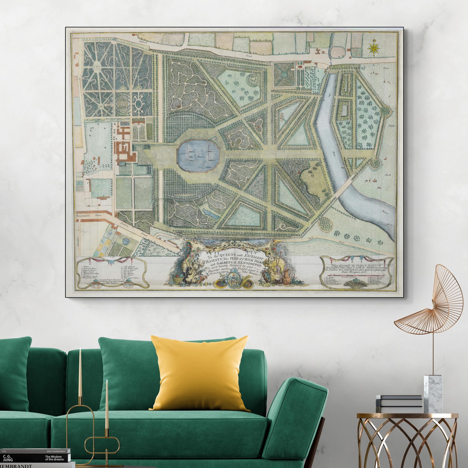 1736 John Rocque Map of Kensington Gardens – Paths, Trees & Royal Grounds