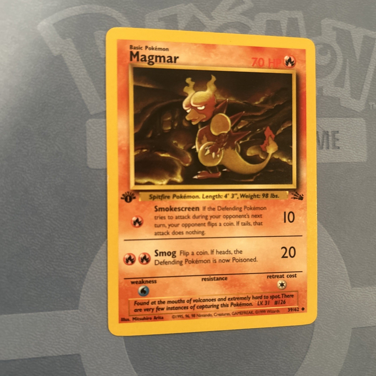 Pokémon TCG Magmar 39/62 Fossil 1st Edition Regular Uncommon 70 HP English 1999 Pokémon TCG Magmar 39/62 Fossil 1st Edition Regular Uncommon 70 HP English 1999