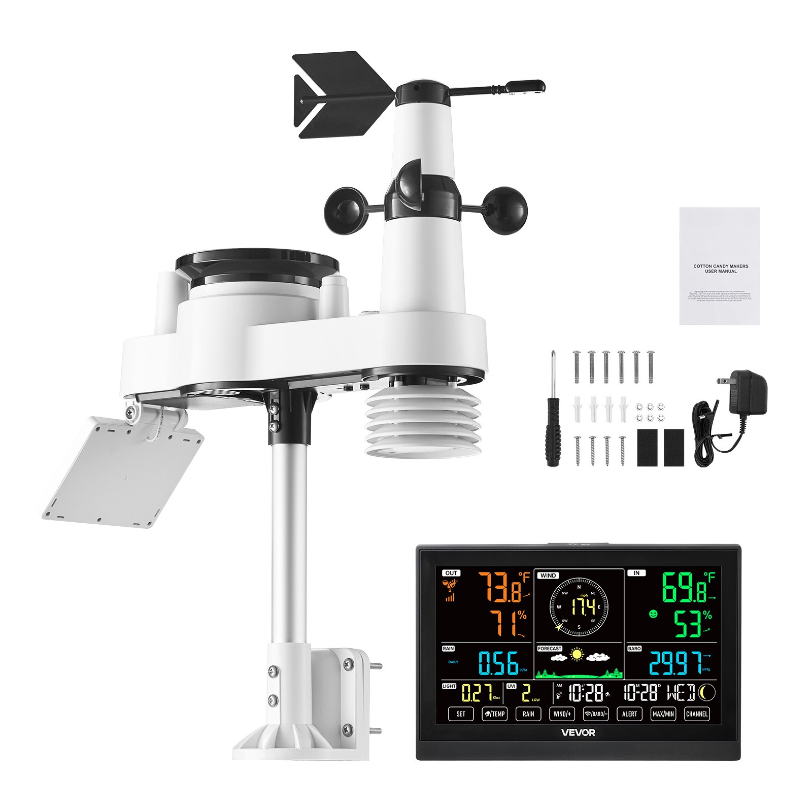 Uimoso 7-in-1 Wireless Weather Station 7.5'' Display and Indoor-Outdoor Sensor Uimoso 7-in-1 Wireless Weather Station 7.5'' Display and Indoor-Outdoor Sensor
