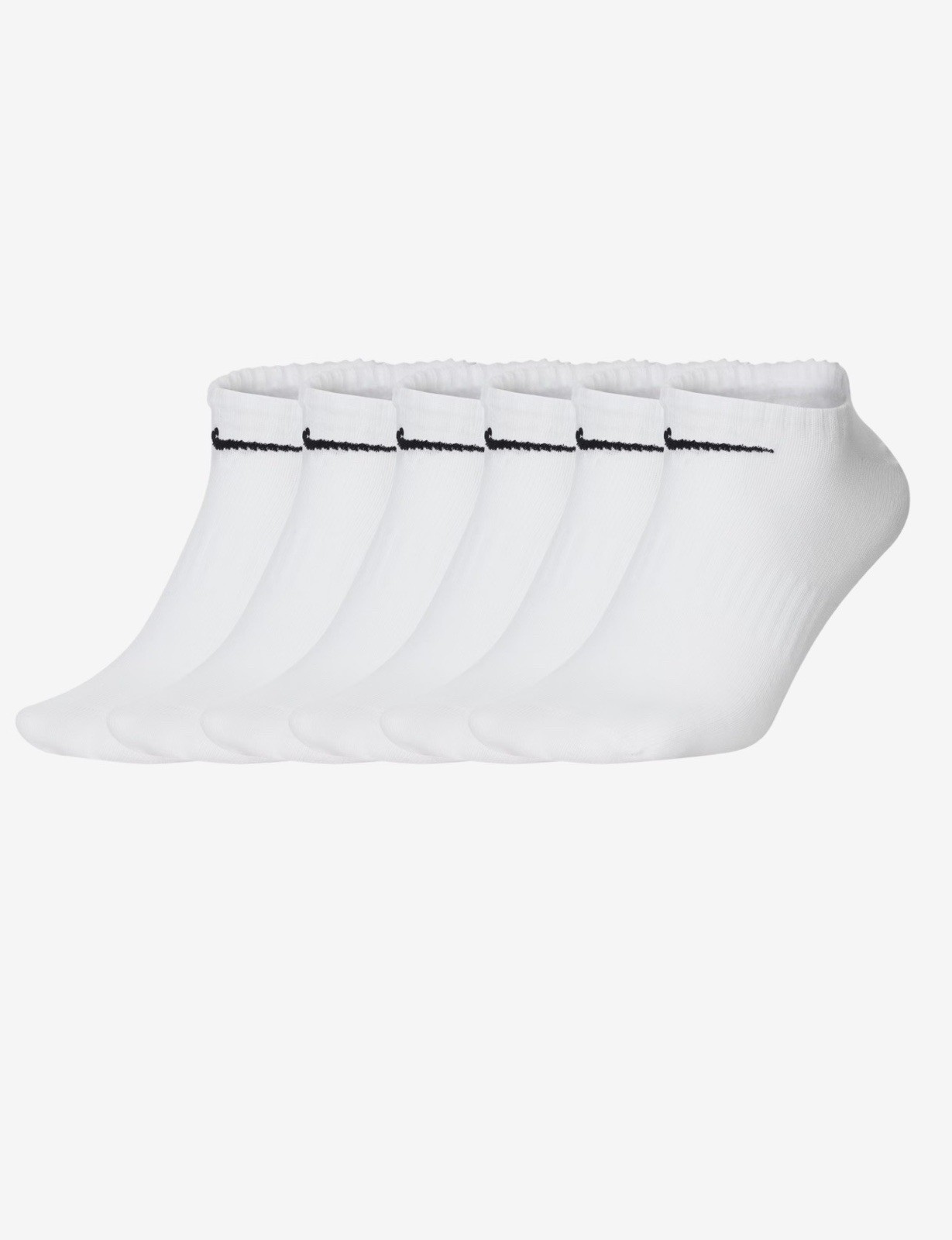 Nike No Show L Size Unisex Athletic Socks, Pack Of 6 - White Nike No Show L Size Unisex Athletic Socks, Pack Of 6 - White