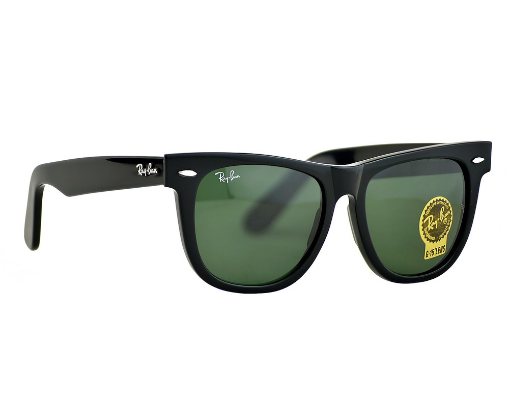 Ray-Ban RB2140 Original Wayfarer Black Frame Green Lens 54mm Unisex Sunglasses