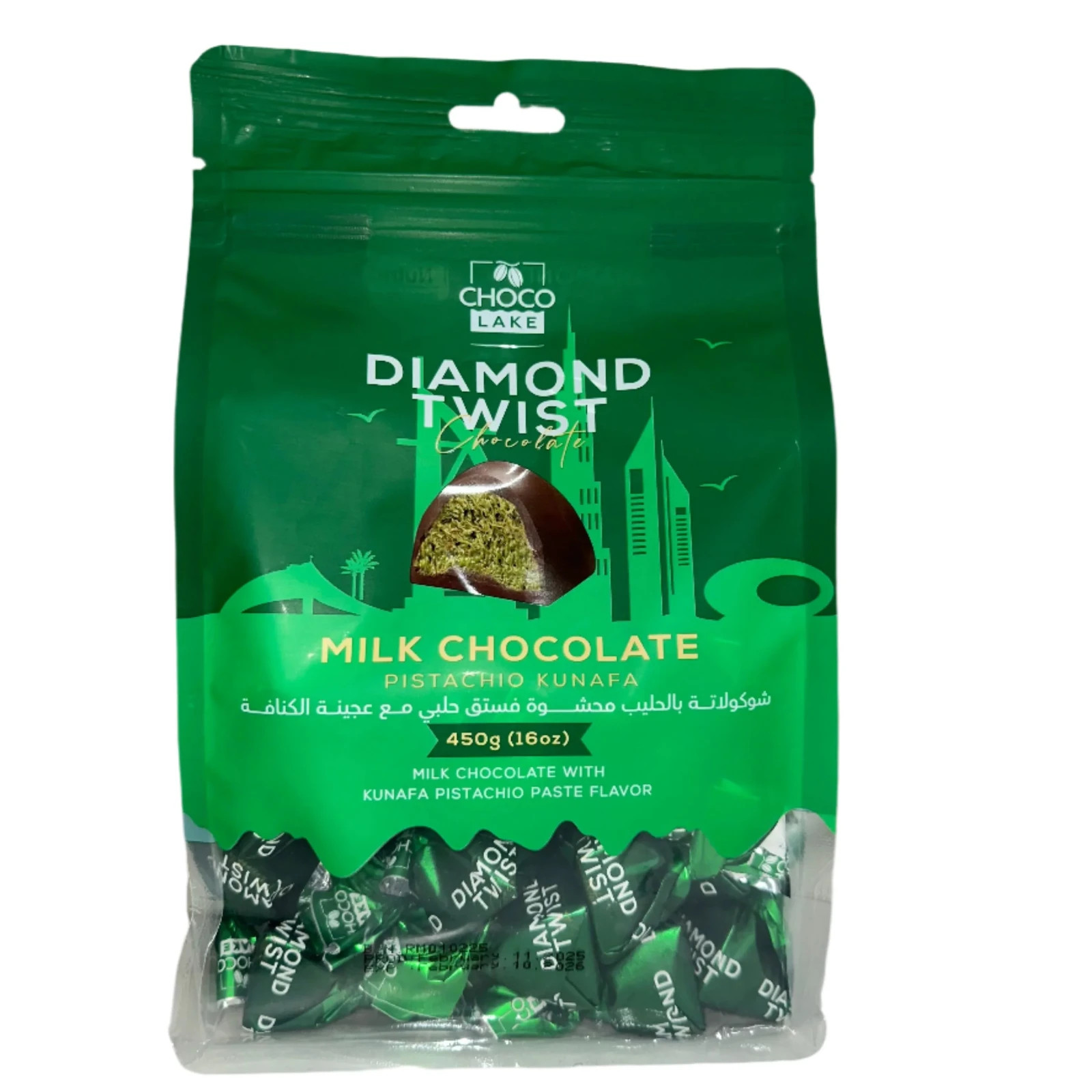 Chocolake Diamond Twist Pistachio Kunafa Dubai Chocolate Premium Dessert 450G