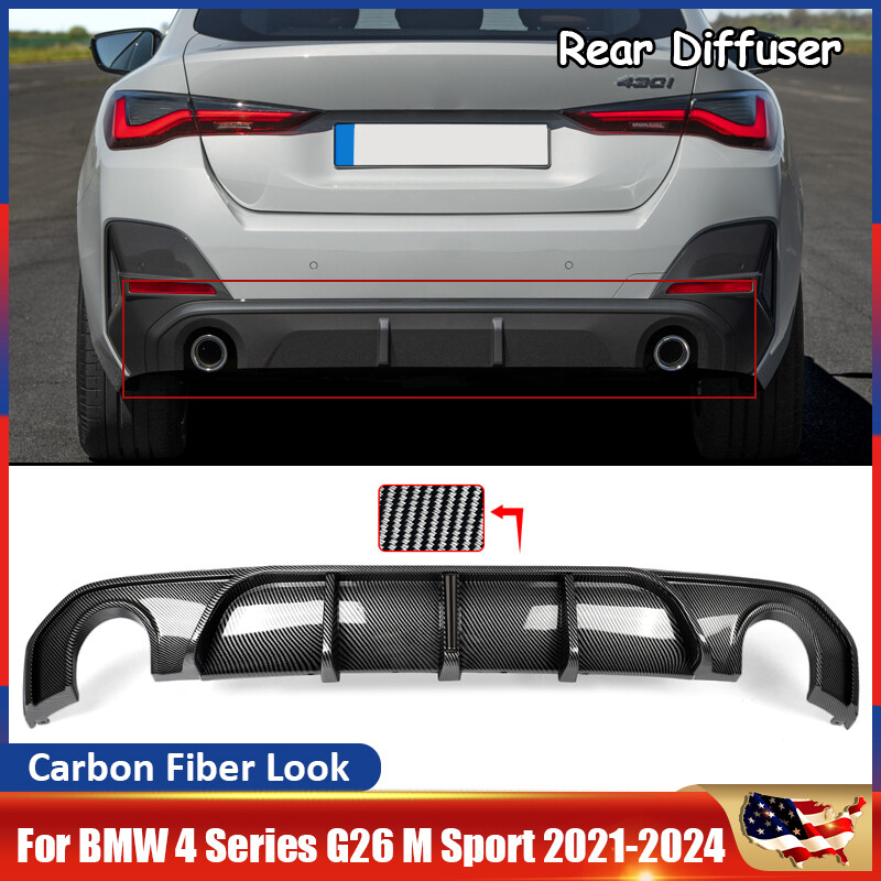For 2021-24 BMW G26 Gran Coupe M Sport 430i Rear Diffuser W/ LED Carbon Look ABS For 2021-24 BMW G26 Gran Coupe M Sport 430i Rear Diffuser W/ LED Carbon Look ABS