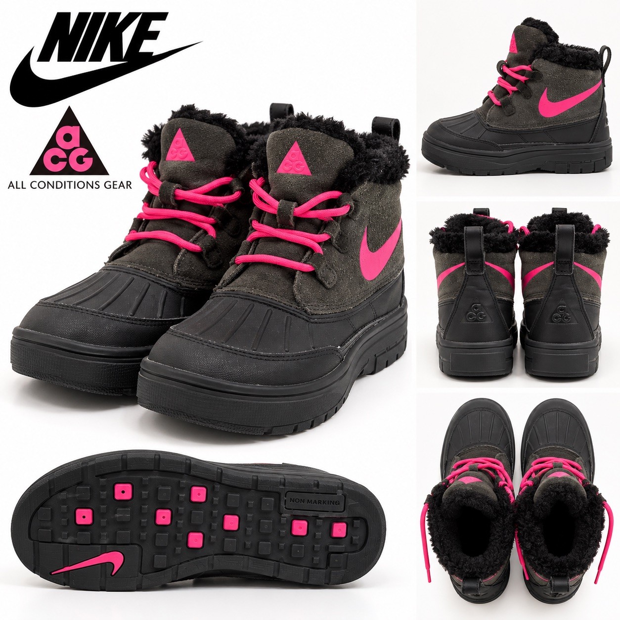 Nike ACG Woodside Youth 7 Y  Duck Boots Water Hot Pink black Shoes