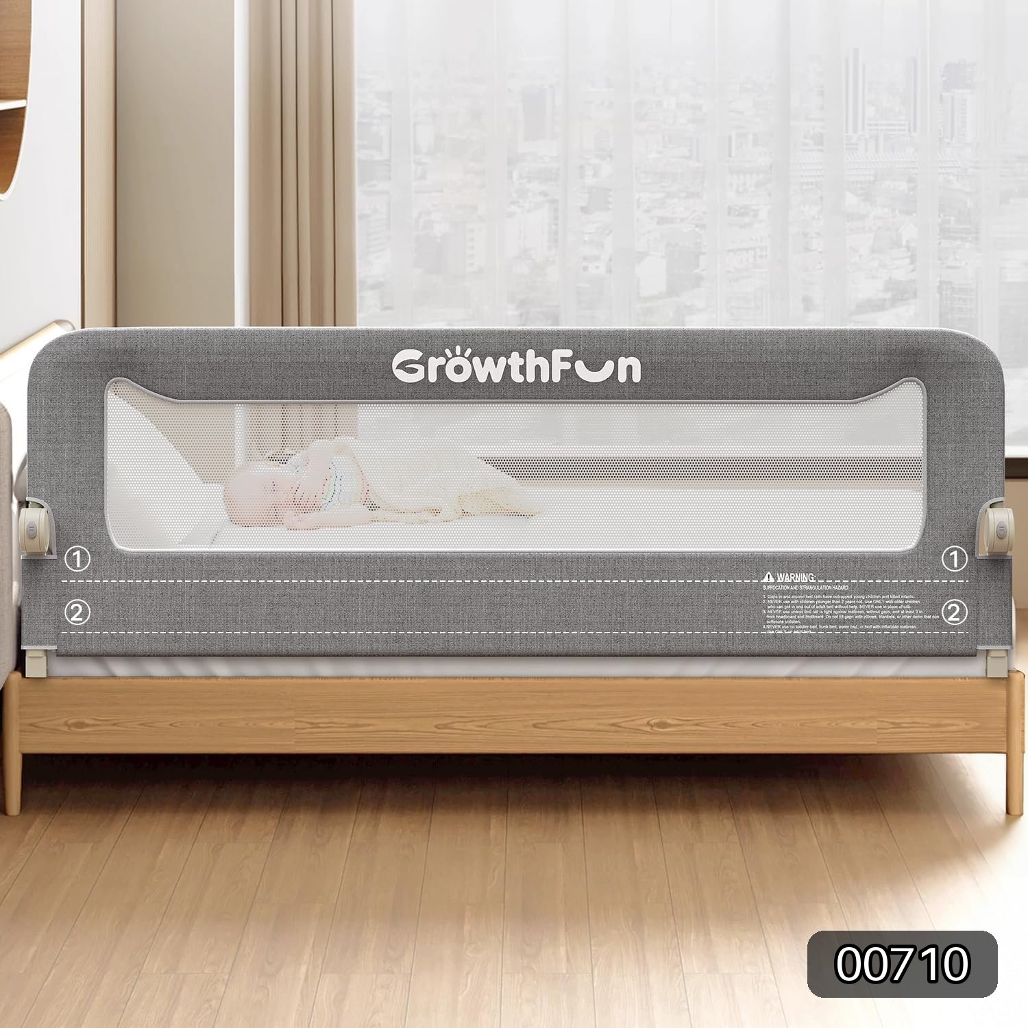 Toddler Bed Rail Foldable 71in Carbon Steel Queen King Twin Full #R036