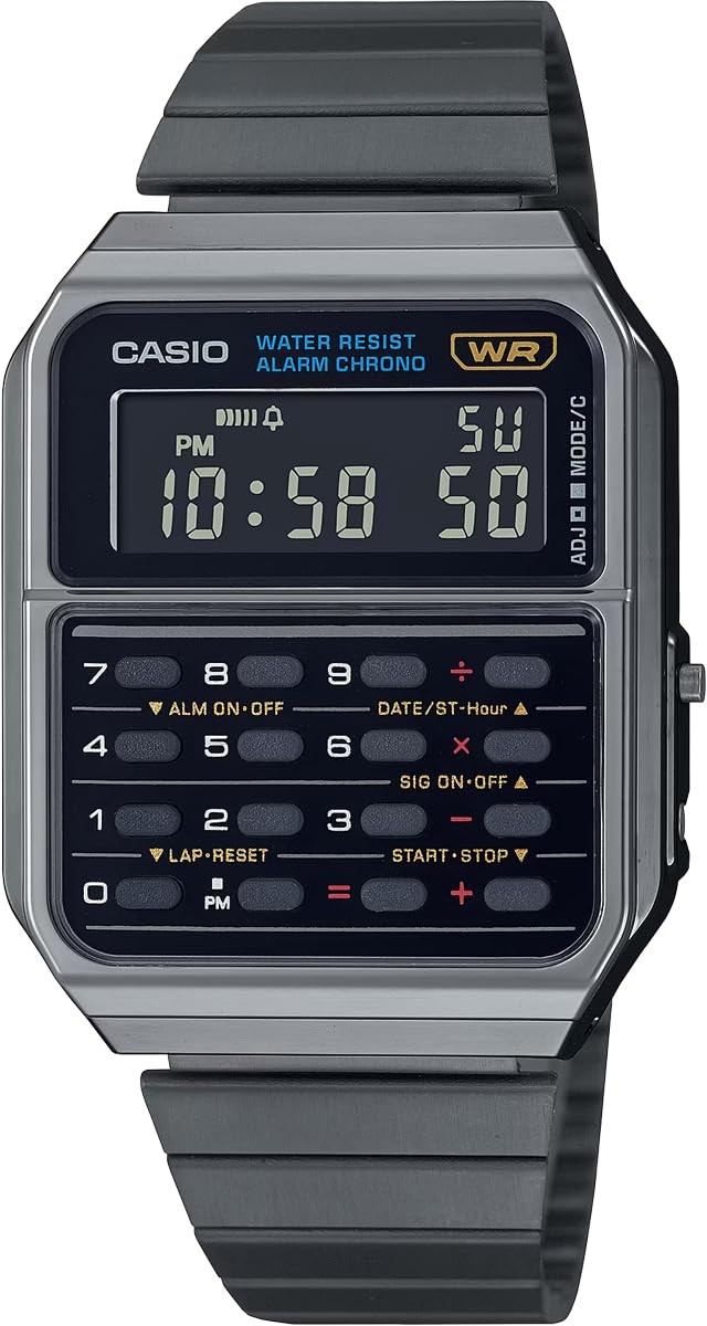 CASIO Vintage CA-500WEGG-1B Metal Band Dark Gray Metallic