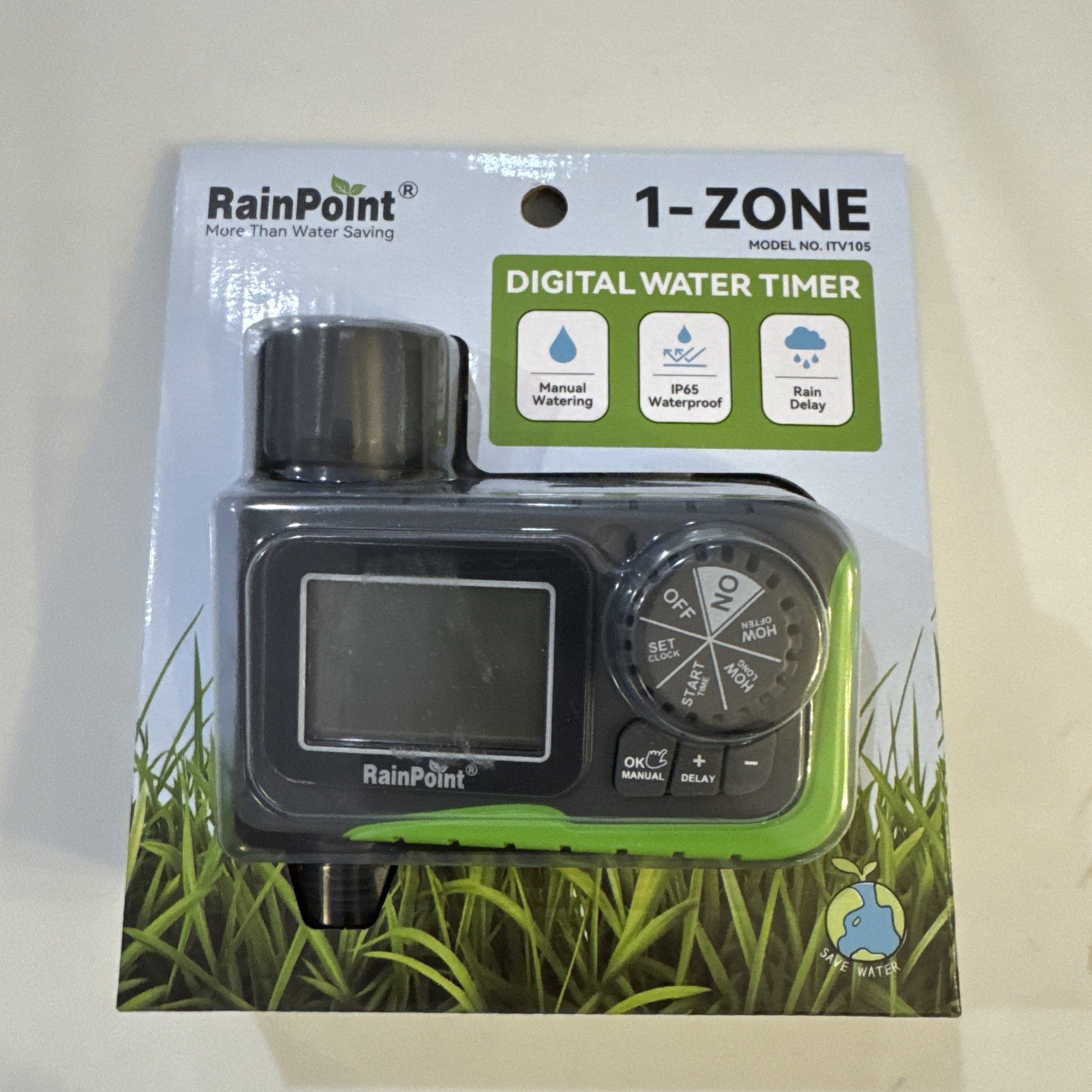 RainPoint 1-Zone Digital Water Timer *Manual Watering & Rain Delay* Item #ITV105