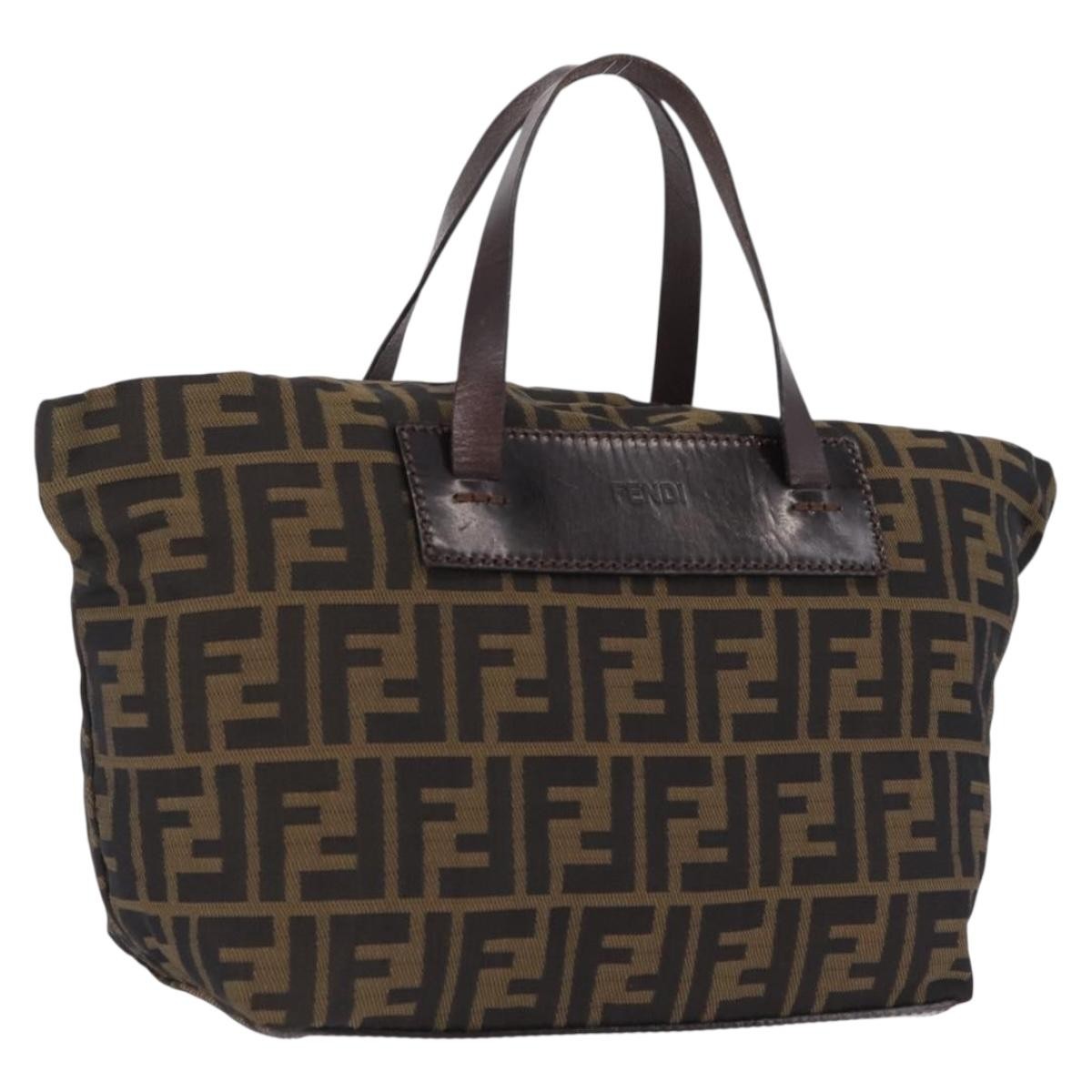 FENDI Zucca Canvas Tote Bag Brown Black 15823 Auth ep16778