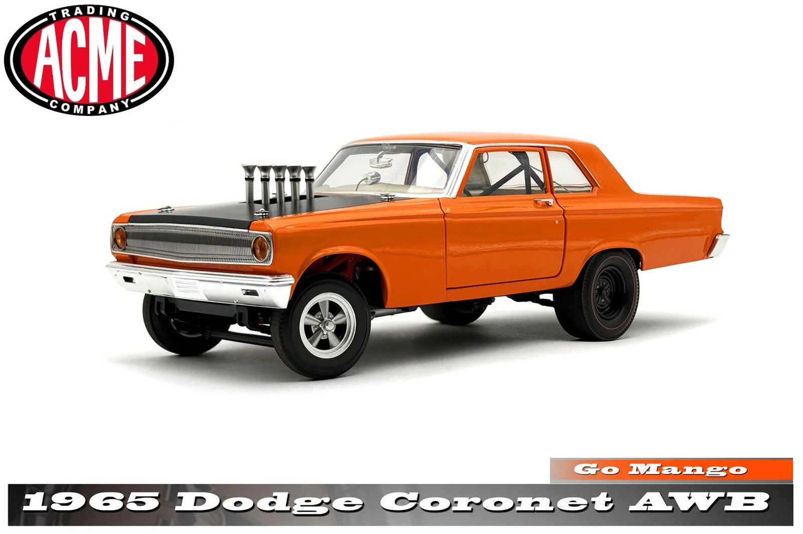 New Acme 1:18 Scale 1965 Dodge Coronet AWB - Go Man Go A1806514