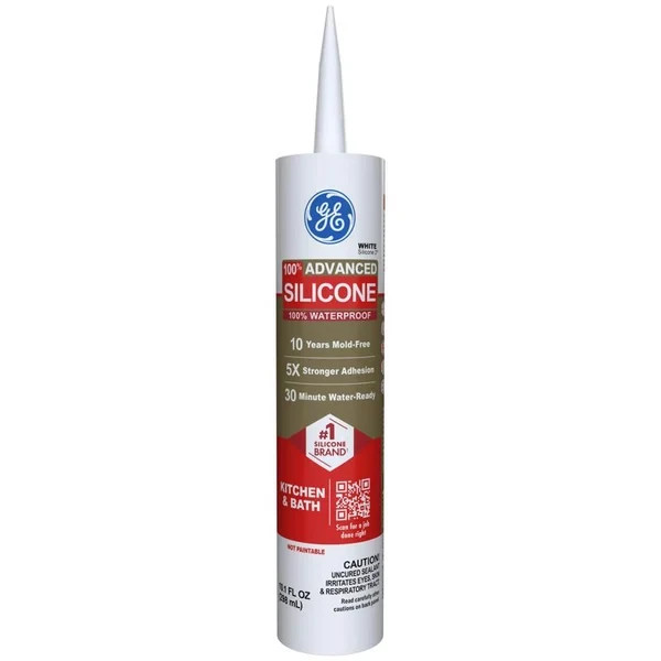 GE ADVANCED Silicone 2 KITCHEN & BATH Project 10.1oz WHITE Waterproof Flexible