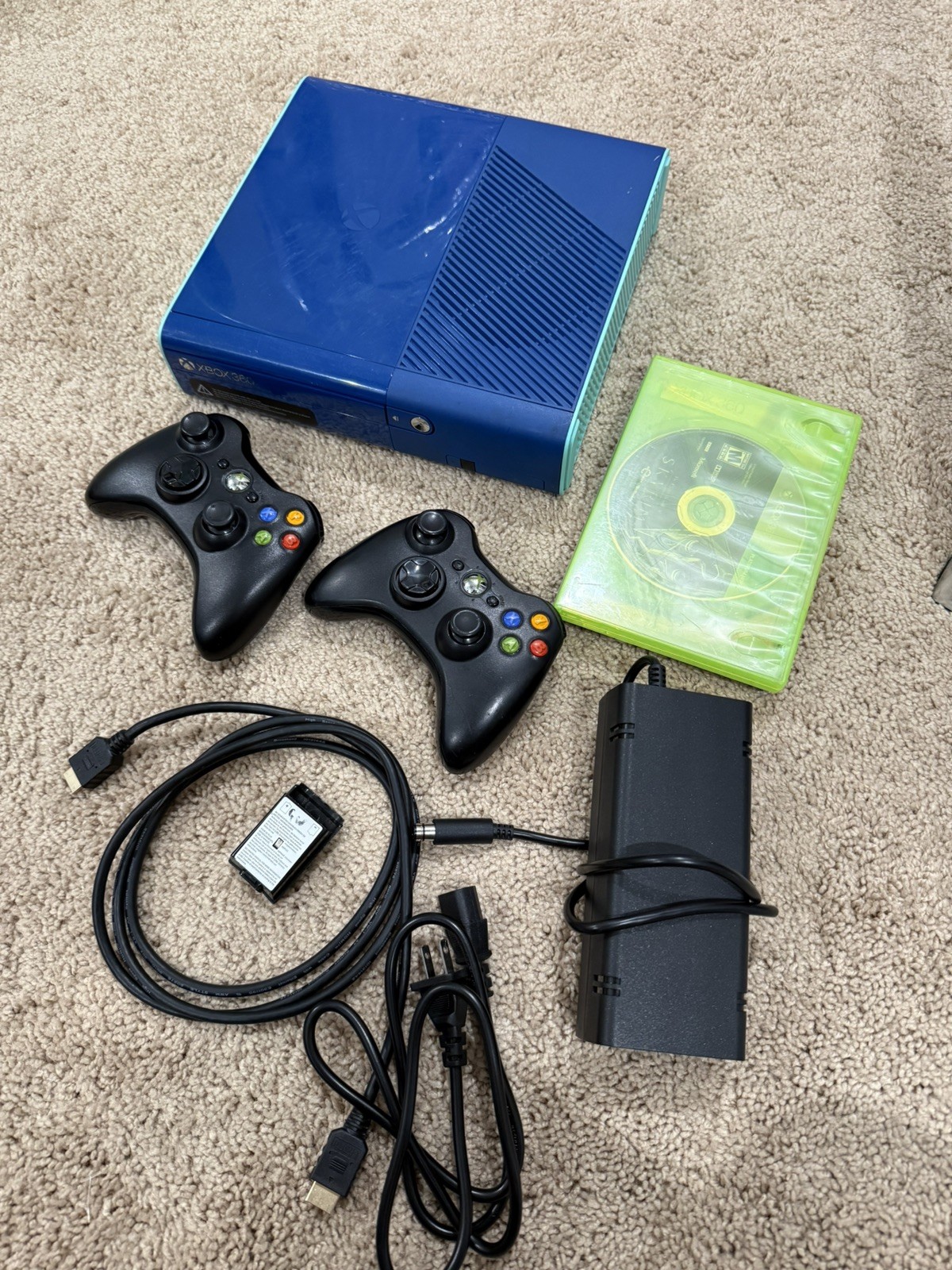 Xbox 360 E Call Of Duty Special Edition Blue Console Tested W/ Power Supply Xbox 360 E Call Of Duty Special Edition Blue Console Tested W/ Power Supply