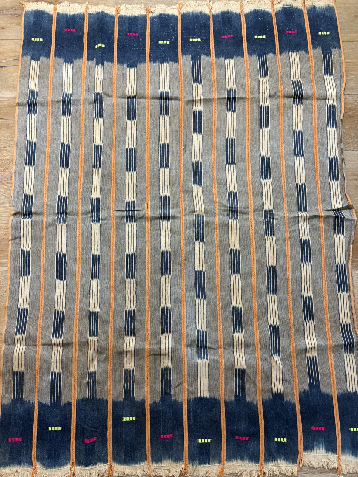 Vintage African Baule Fabric Stripes Mudcloth 57”x40”W  - #s317