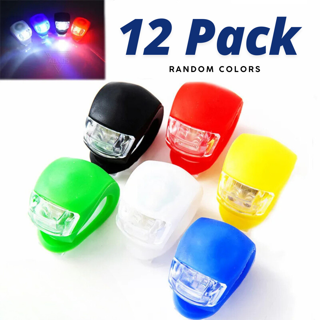 Lot 12 Silicone Bicycle Bike Safety LED Head Front & Rear Tail Light Set NEW USA
