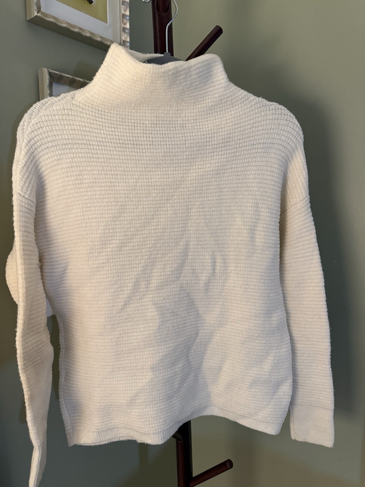 Madewell Southfield Mockneck Sweater Womens XS Ivory Wool Blend F9719