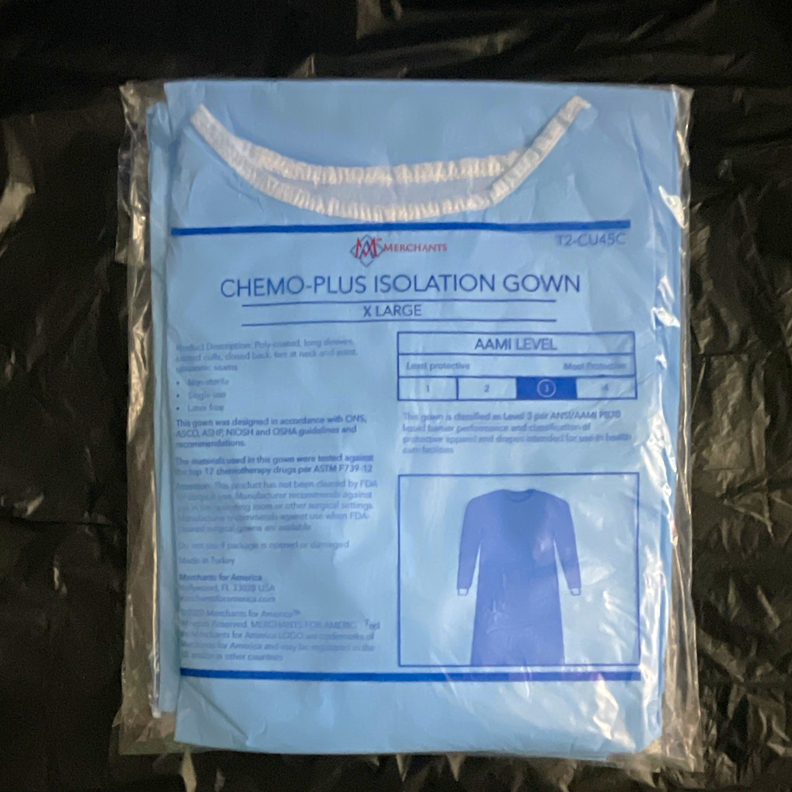 Chemo-Plus Isolation Gown, XL, AAMI Level 3, T2-CU45C, Lab