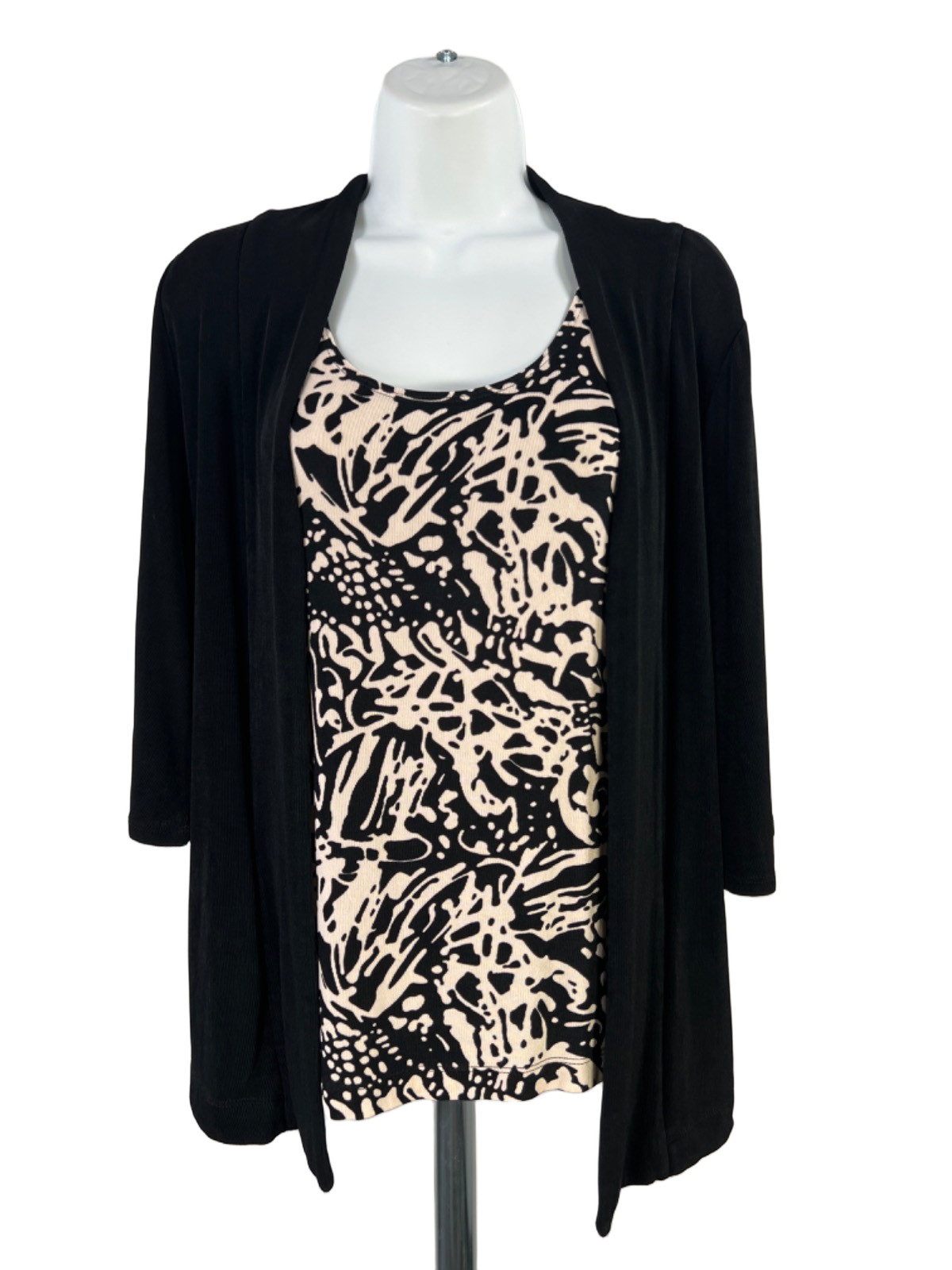 Chico\'s Travelers Women\'s Black Tank Top and 1/2 Sleeve Cardigan Set - 0/US S