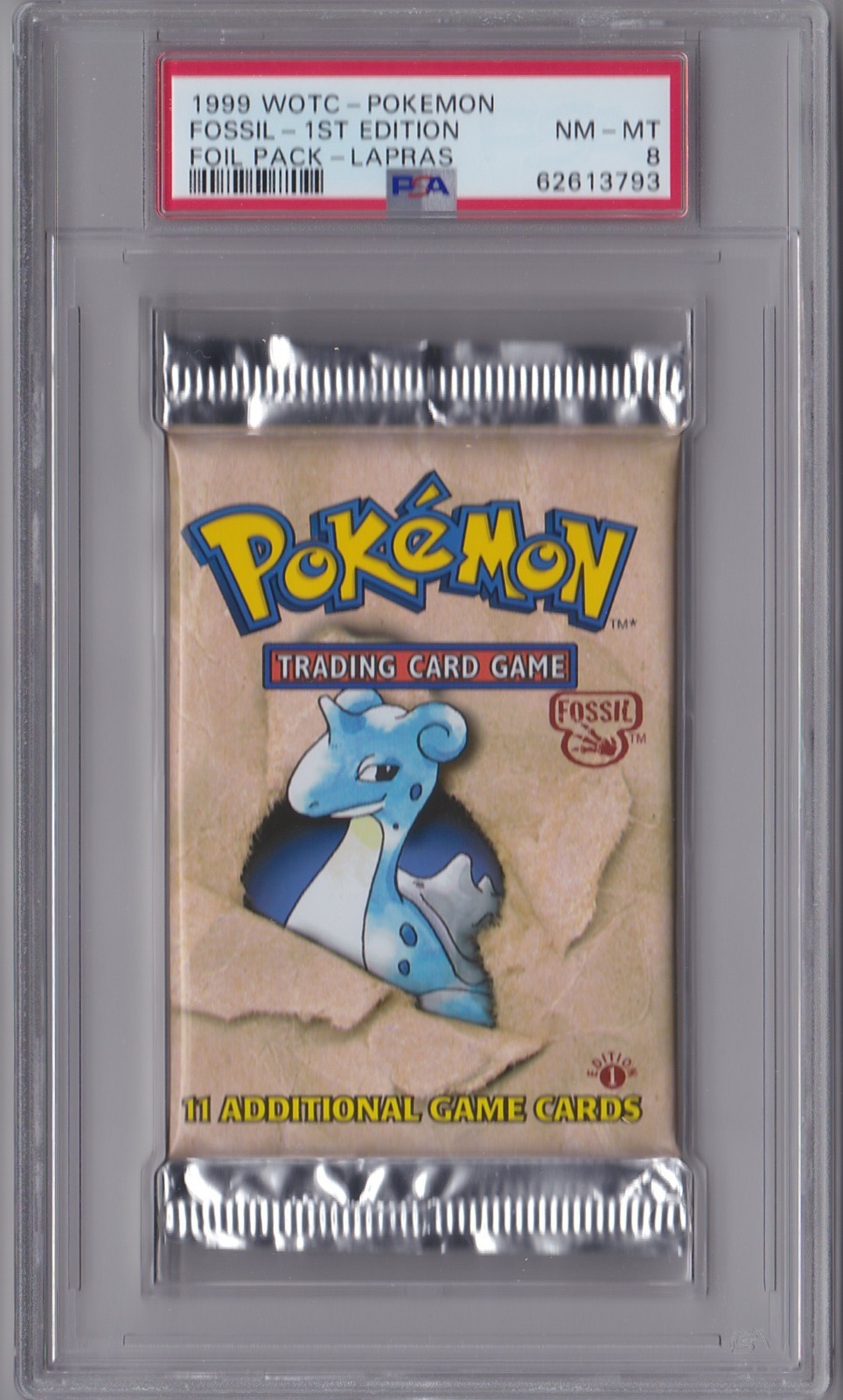 1999 WOTC POKEMON FOSSIL 1ST EDITION FOIL PACK LAPRAS PSA 8 NM-MT **PRICE DROP**