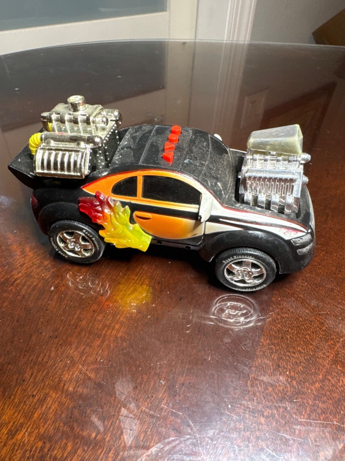 Vintage 1992 Toy State Hot Rod Toy Car With Flames & Dual Engines          58-51