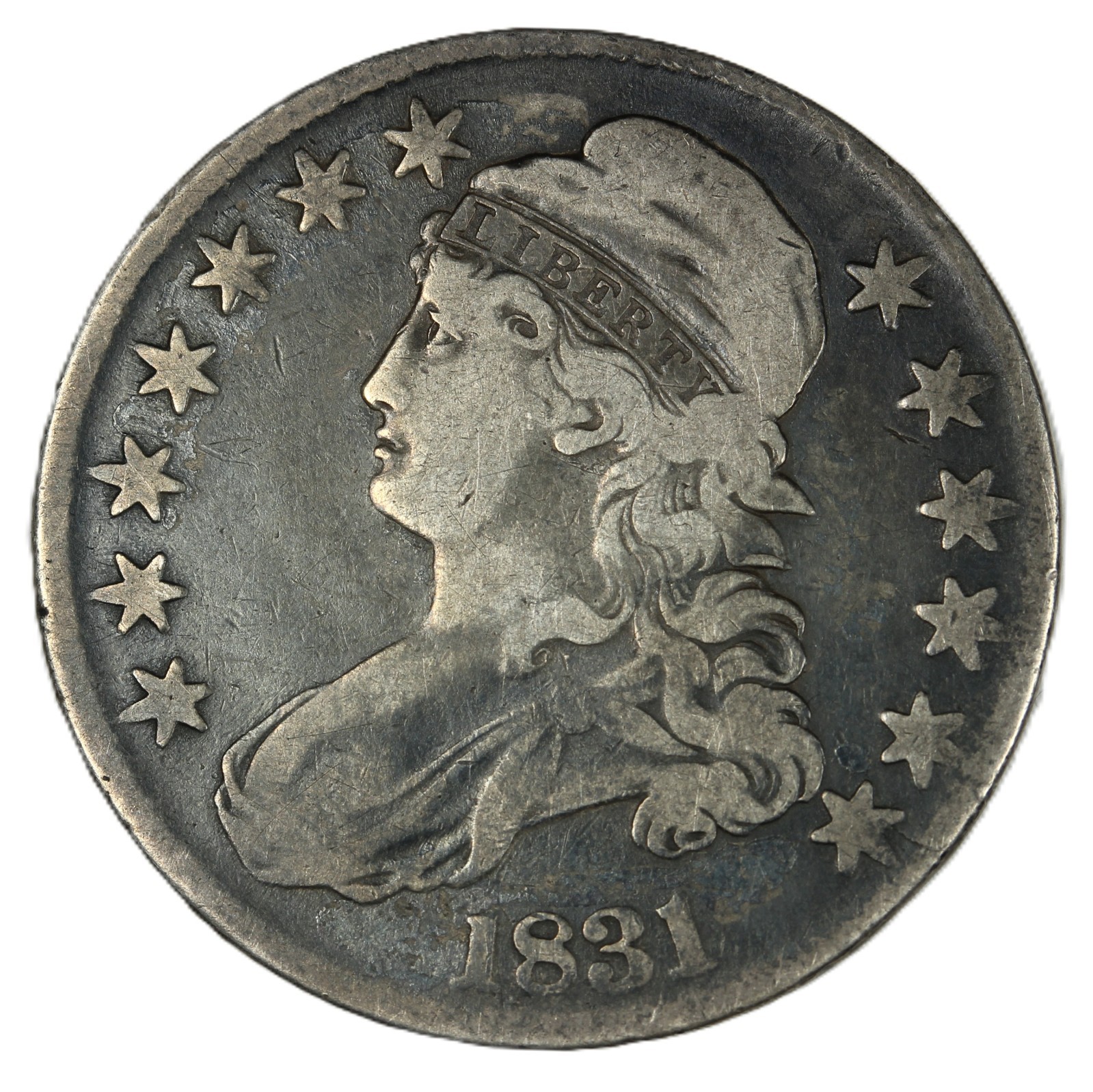1831 50C Overton 108 Capped Bust Half Dollar- Choice VF (ENV DMG)- SMH-2773 1831 50C Overton 108 Capped Bust Half Dollar- Choice VF (ENV DMG)- SMH-2773