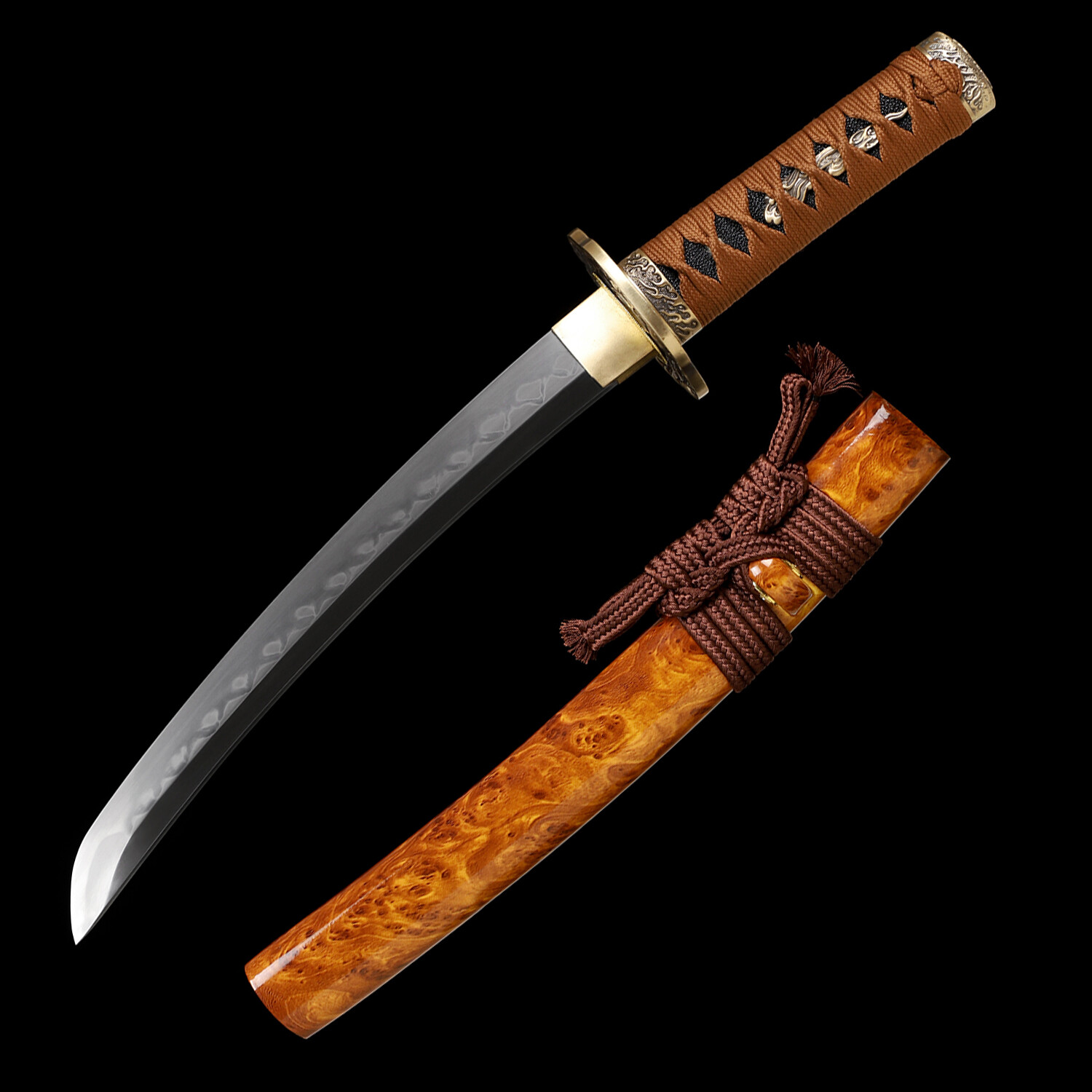 20'' Clay Tempered L6 Steel Real Hamon Japanese Samurai Tanto Sword Short Katana
