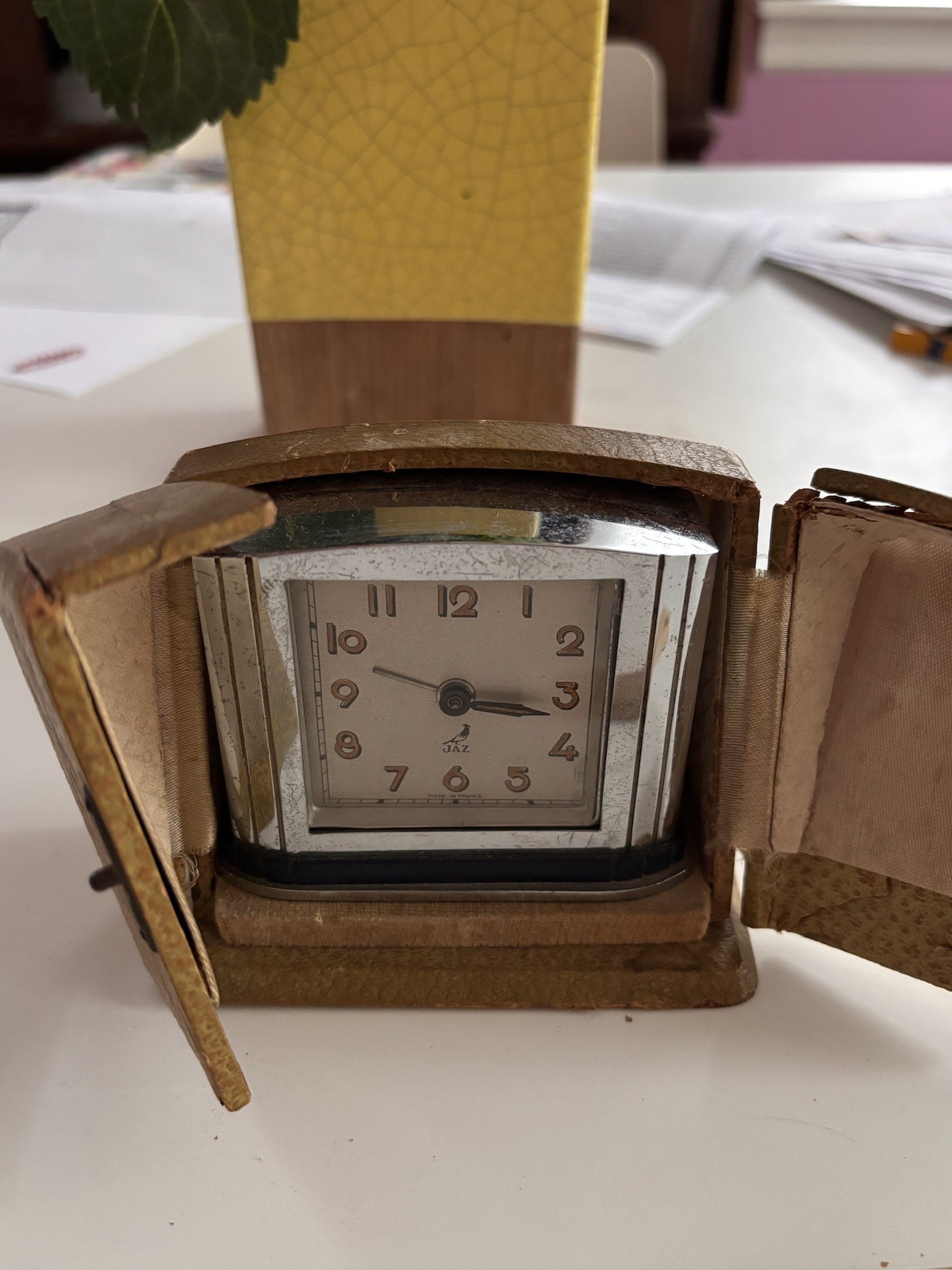 Vintage French Art Deco Jaz Travel Clock in case Vintage French Art Deco Jaz Travel Clock in case