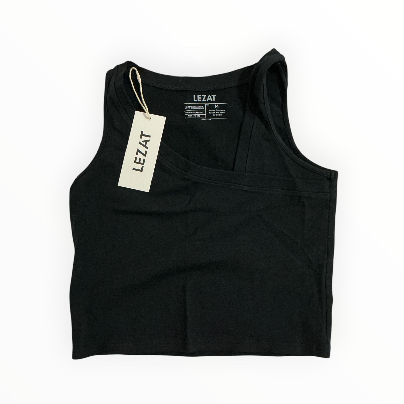 Lezat Eden Asymmetrical Organic Cotton Tank Black Medium Womens Sleeveless Lezat Eden Asymmetrical Organic Cotton Tank Black Medium Womens Sleeveless